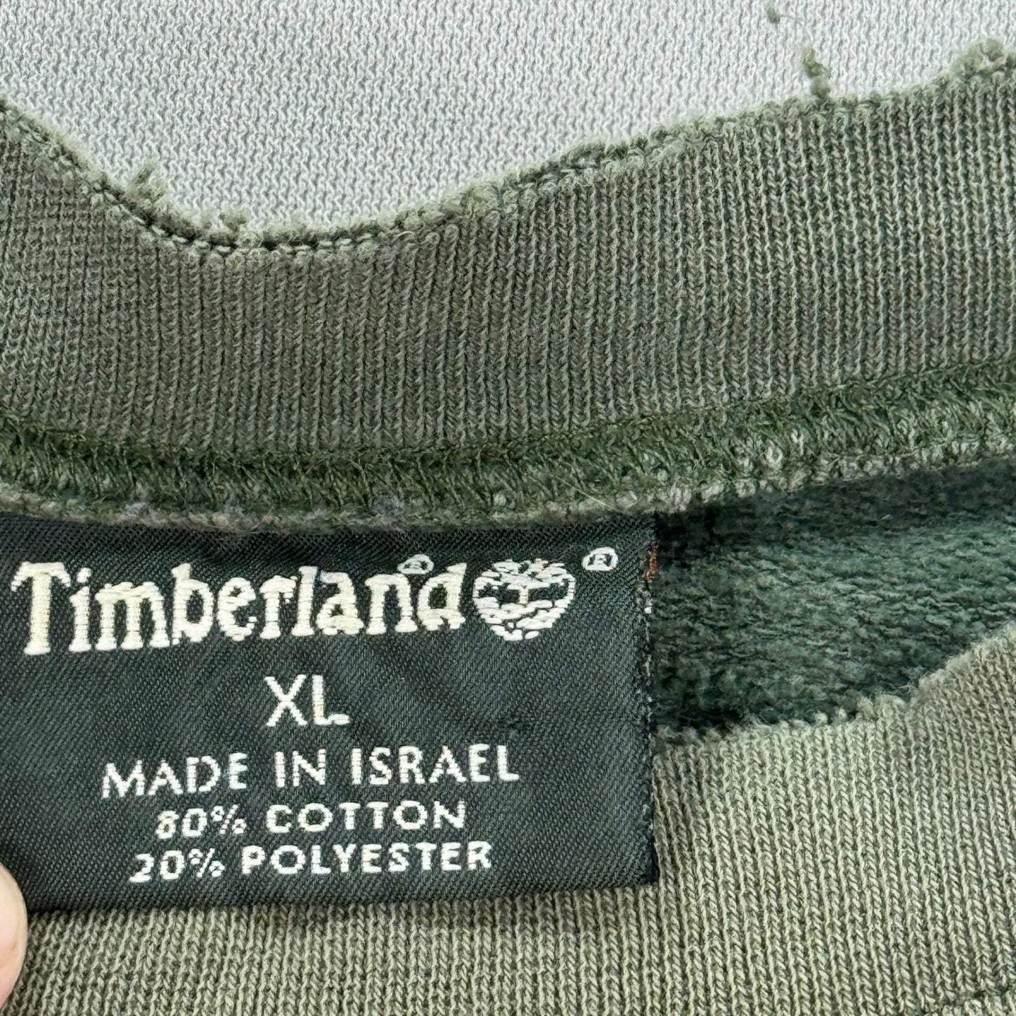 Vintage Timberland Sweatshirt mens XL Olive Green Crewneck Pullover Thrashed