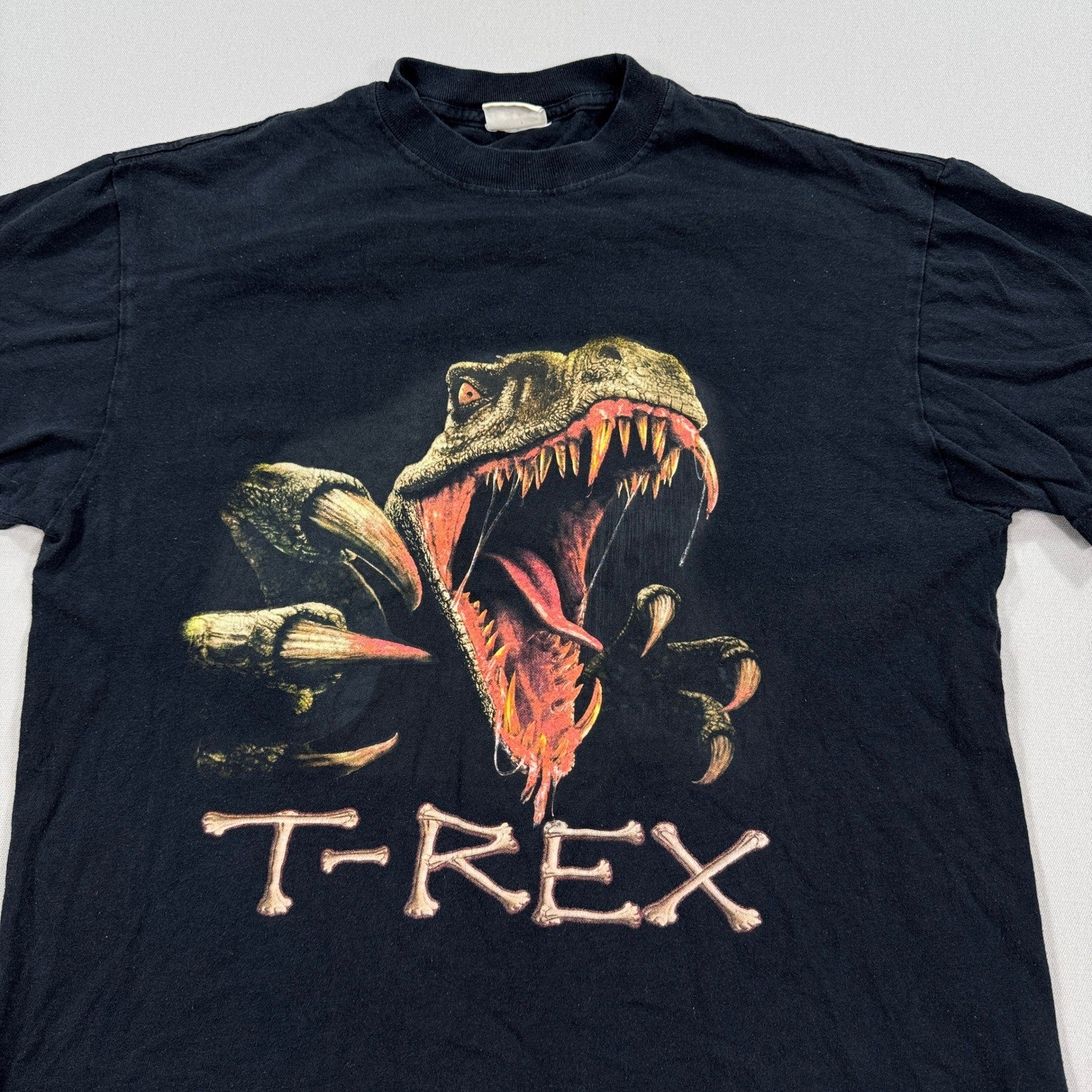 Vintage T-Rex T Shirt Dinosaur Graphic Tee Trexcafe Black SIngle Stitch Medium