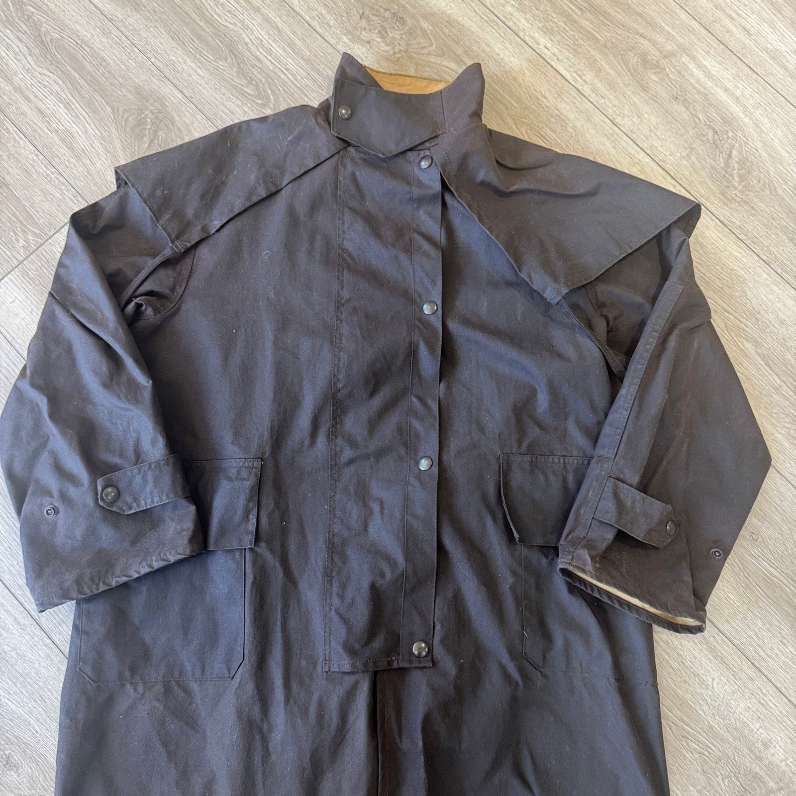 Driza Bone Vintage Australian Coat Waxed Oilskin mens Medium Duster Dark Brown