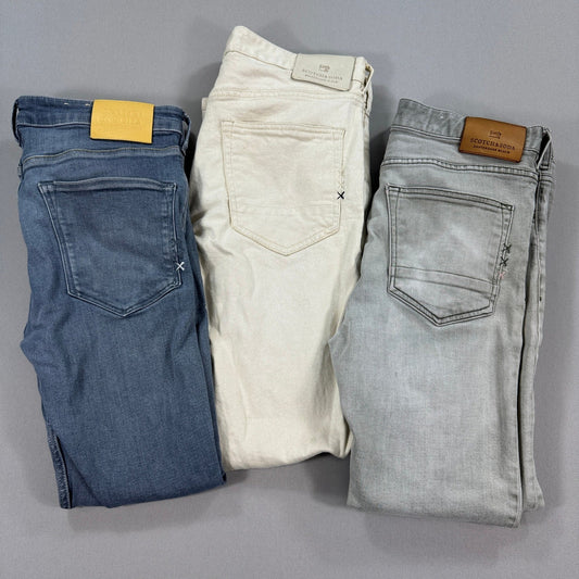 3x Scotch & Soda Jeans Skinny Fit Stretch Denim mens 32x32 Gray Blue Beige