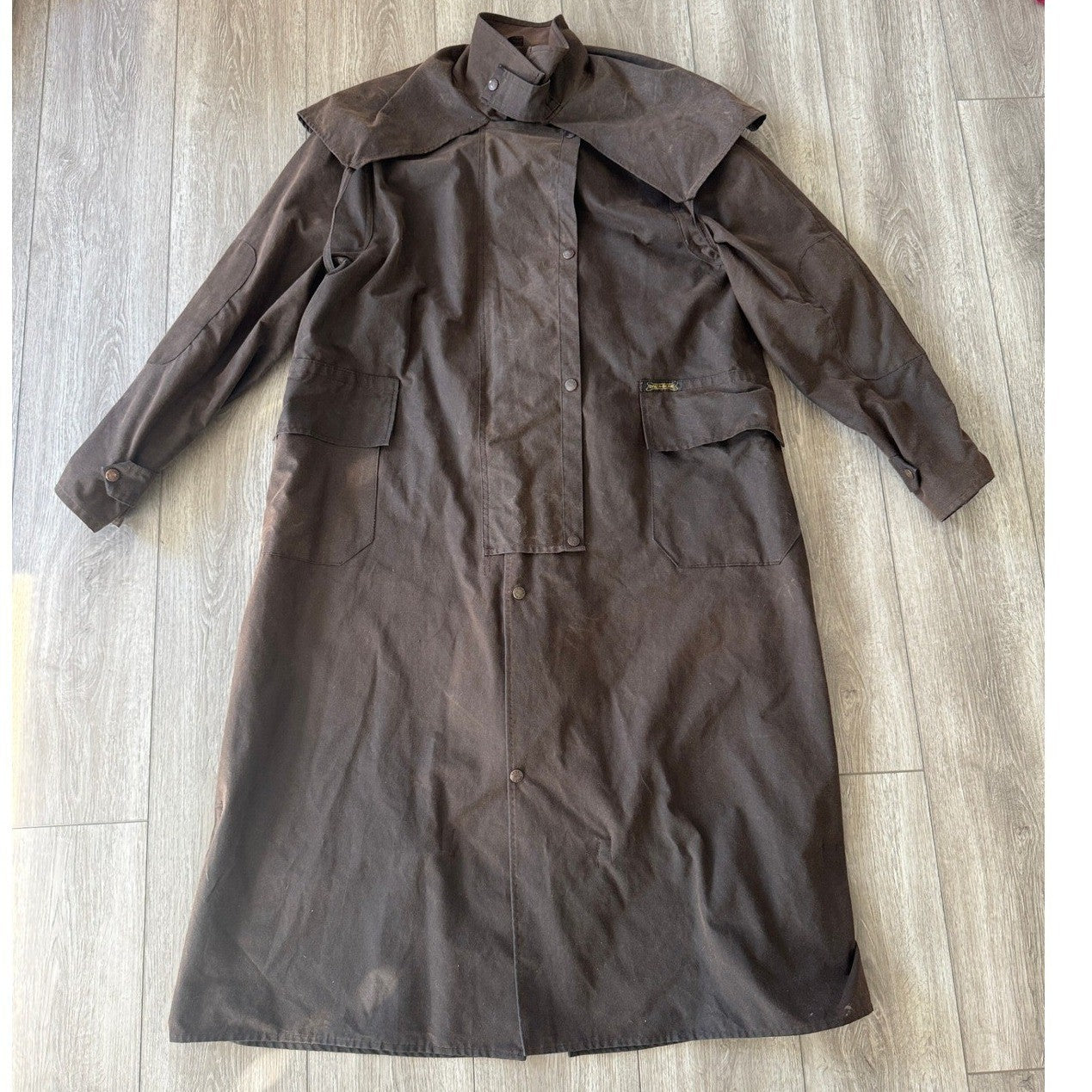Vintage Driza-Bone Riding Coat Oilskin Australian mens Large Brown Waxed Cotton
