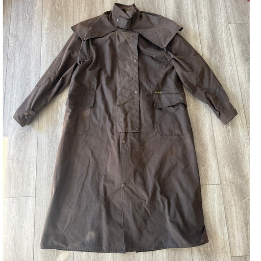 Vintage Driza-Bone Riding Coat Oilskin Australian mens Large Brown Waxed Cotton