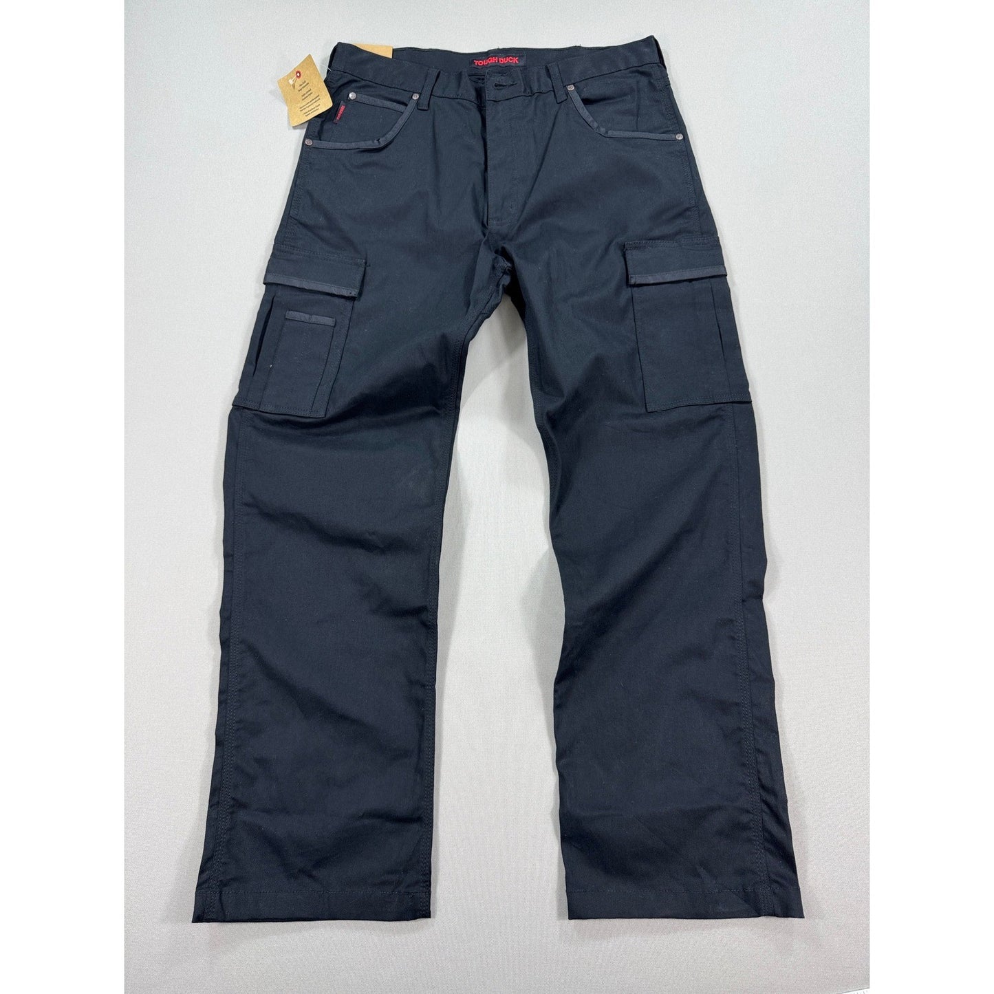 NWT Tough Duck Cargo Pants Relaxed Fit Flex Twill mens 36x32 Black Baggy