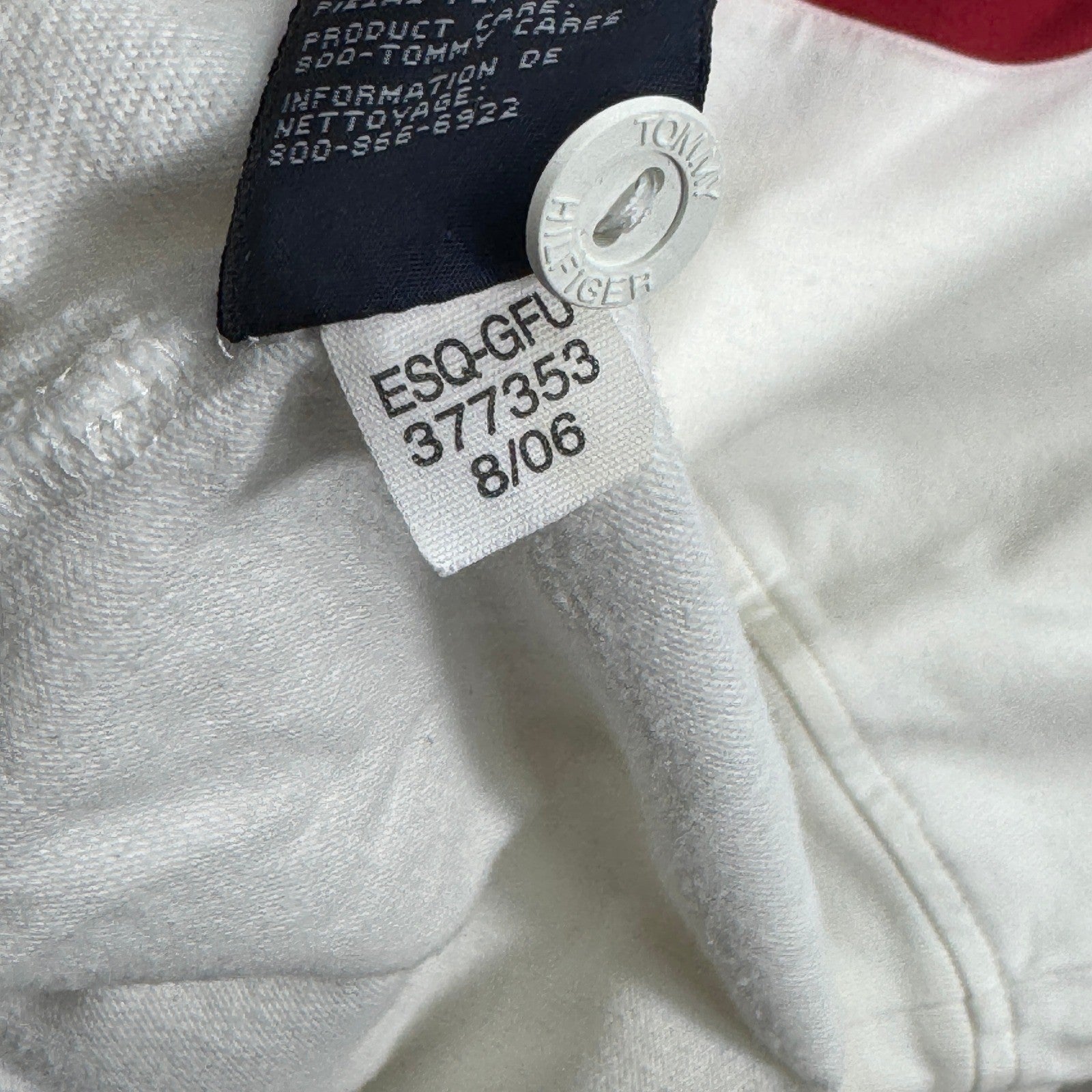 Vintage Tommy Hilfiger Rugby Polo Shirt Long Sleeve mens 2XL White Red Striped