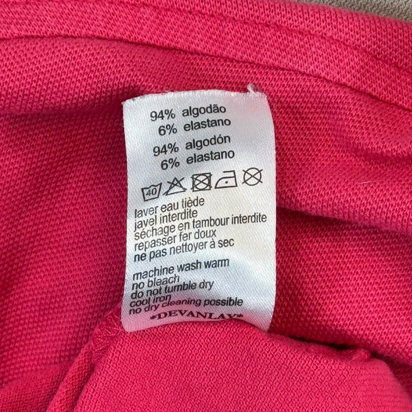 Lacoste Slim Fit Mini Cotton Piqué Polo Womens Size 42 Pink Shirt Stretch