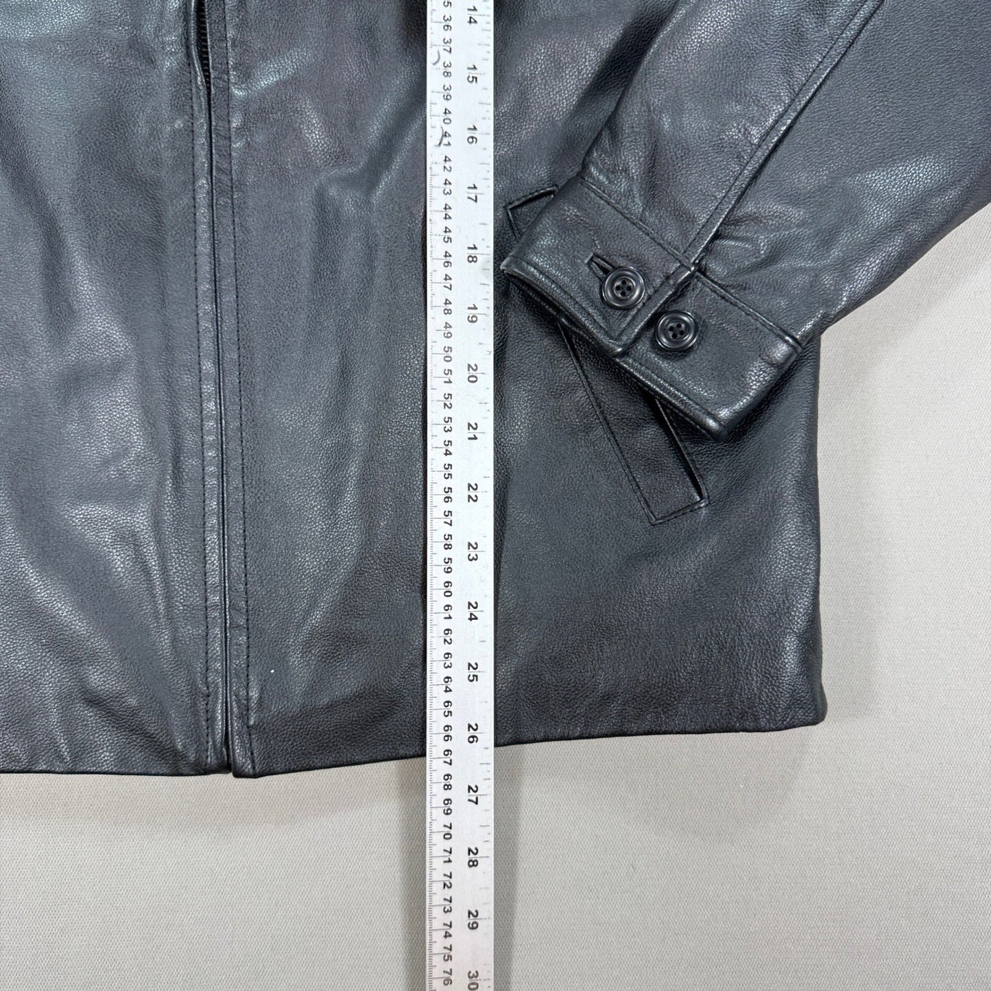 Vintage Gap Genuine Leather Jacket Mens 2XL Black Full Zip Pockets Y2K