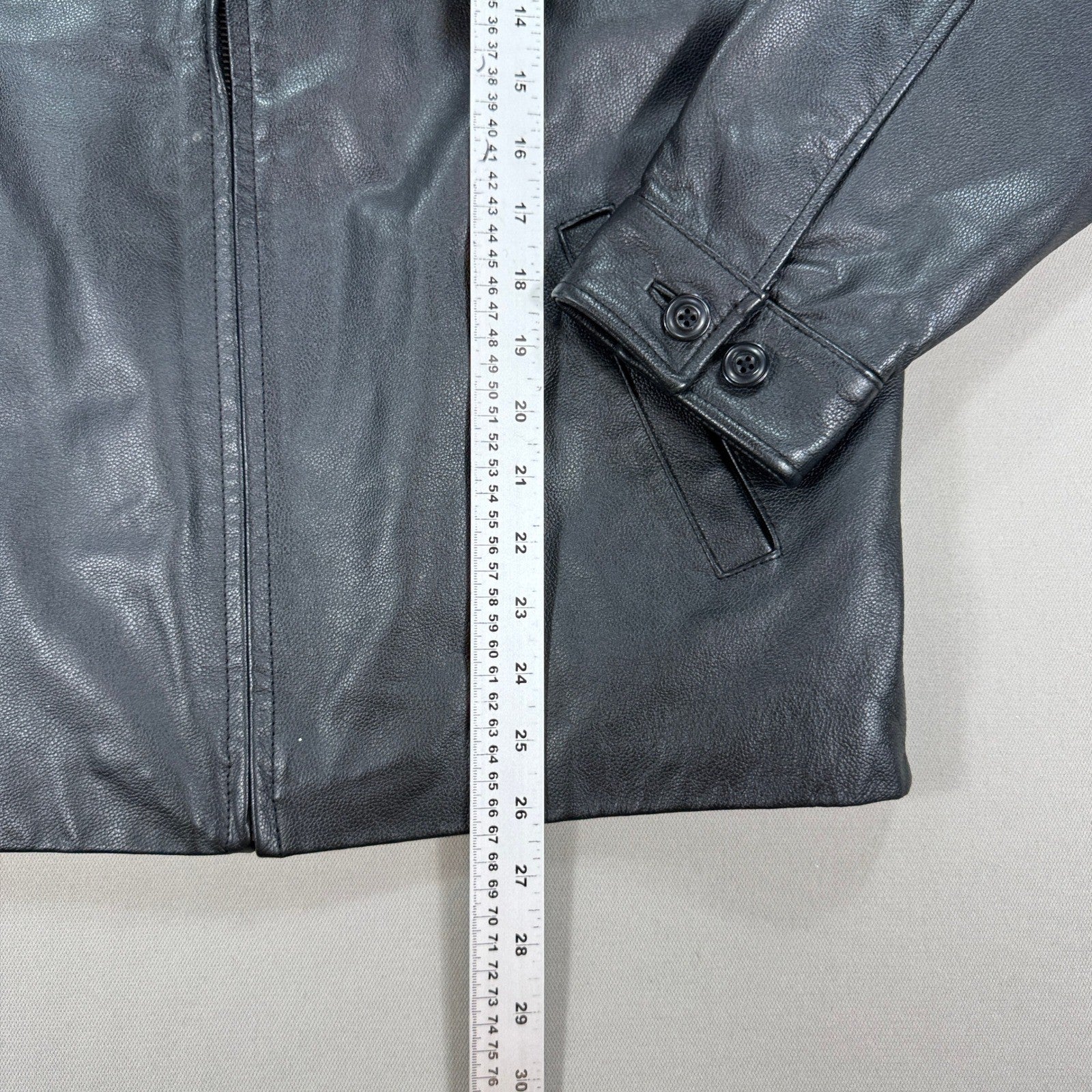 Vintage Gap Genuine Leather Jacket Mens 2XL Black Full Zip Pockets Y2K