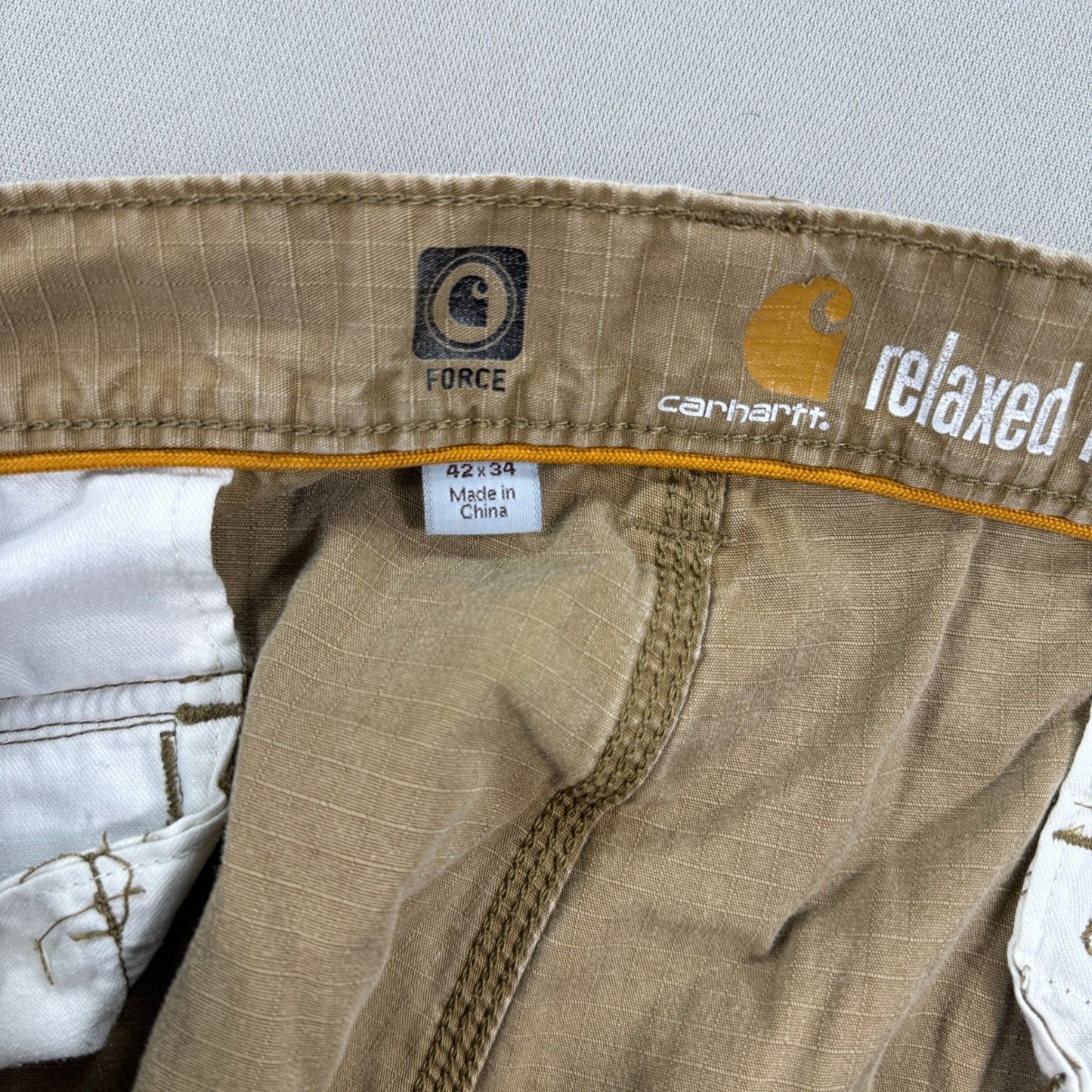 Carhartt Force Cargo Pants Ripstop Relaxed Fit mens 42x34 Khaki Utility Work