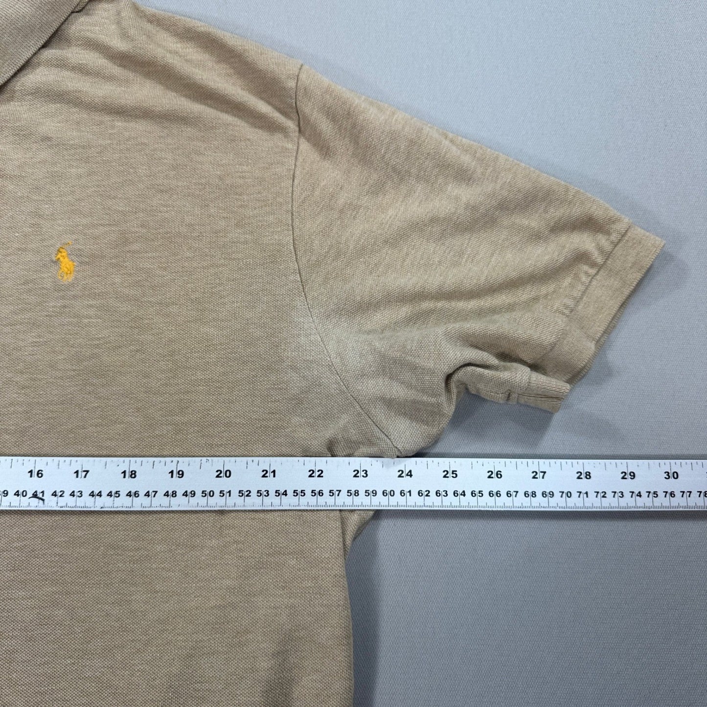 Polo Ralph Lauren Polo Shirt mens XL Beige Classic Fit Short Sleeve Small Pony