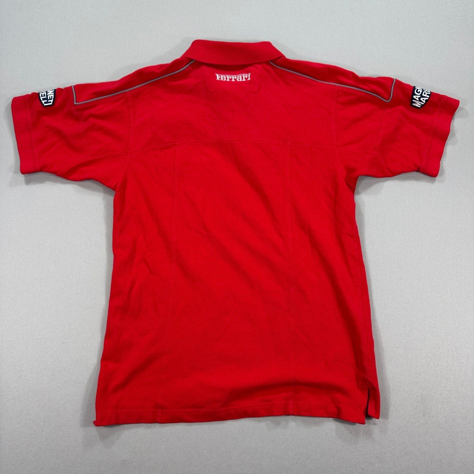 Vintage 90s Ferarri Polo Shirt Shell Magneti Marelli F1 Red mens Size Medium