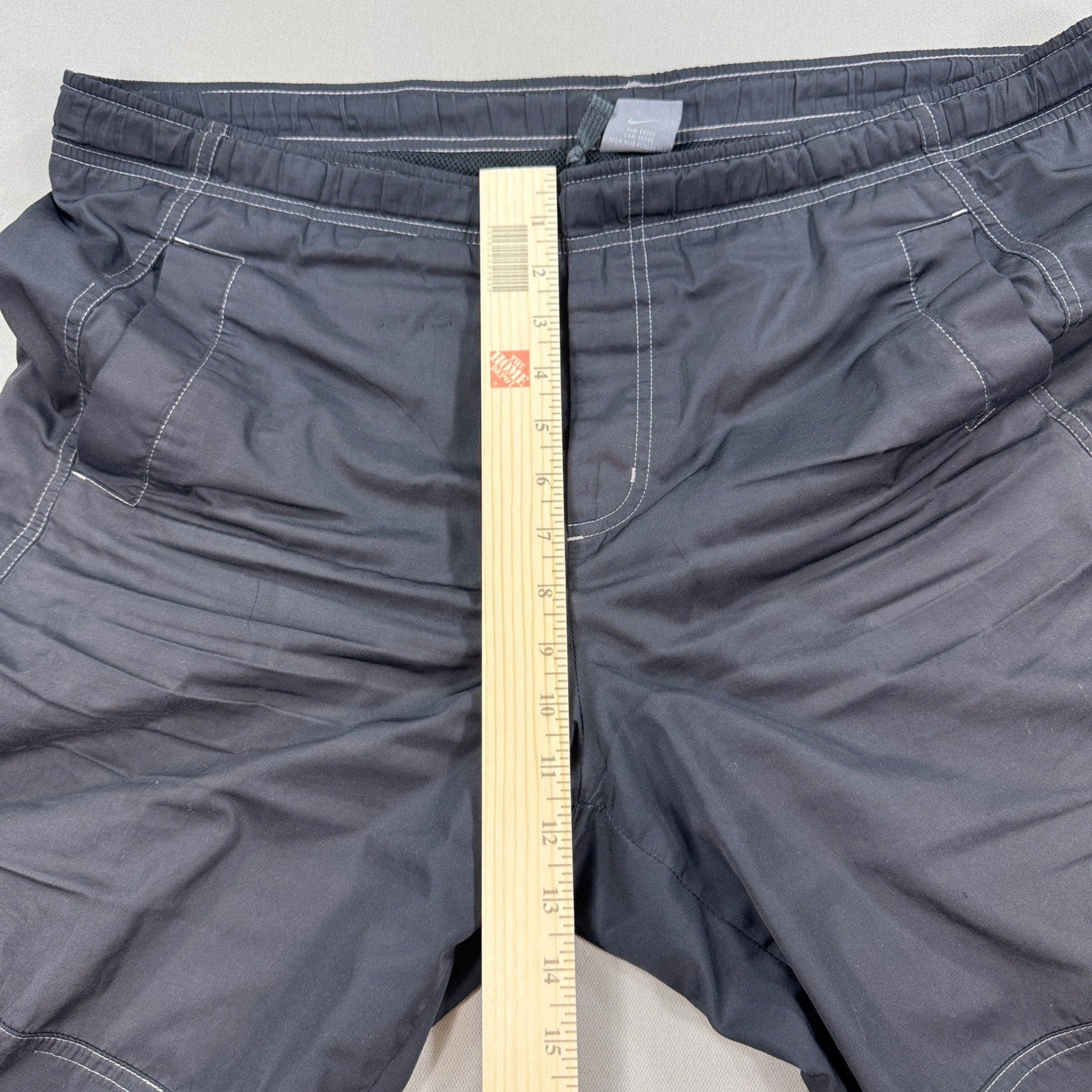 Vintage Nike Nylon Track Pants Wide Leg mens Large Windbreaker Drawstring Black