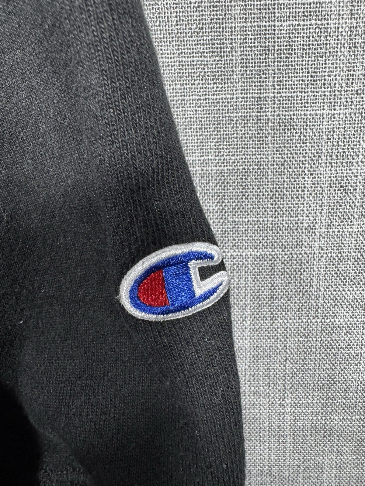 Vintage Champion Reverse Weave Black Hoodie Sweater Embroidered Mens Medium