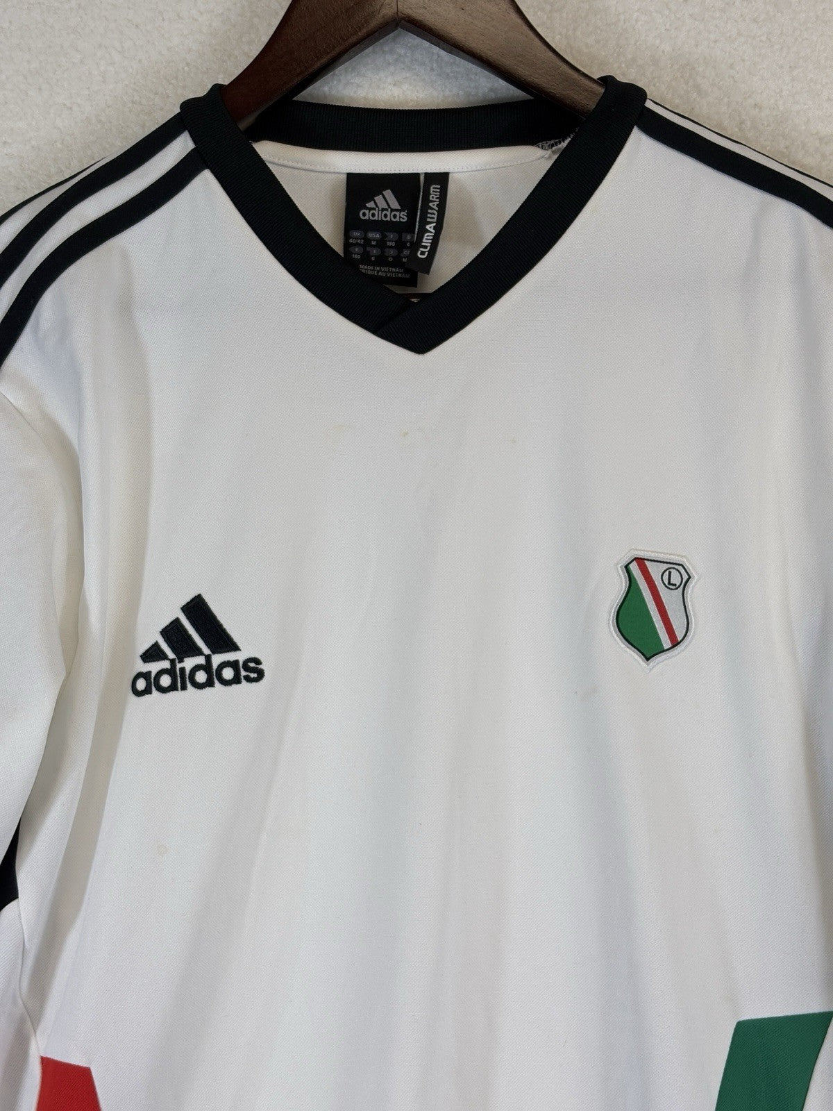 Vintage Adidas Climawarm Team Legia Warsaw Football Sweatshirt White Mens Medium