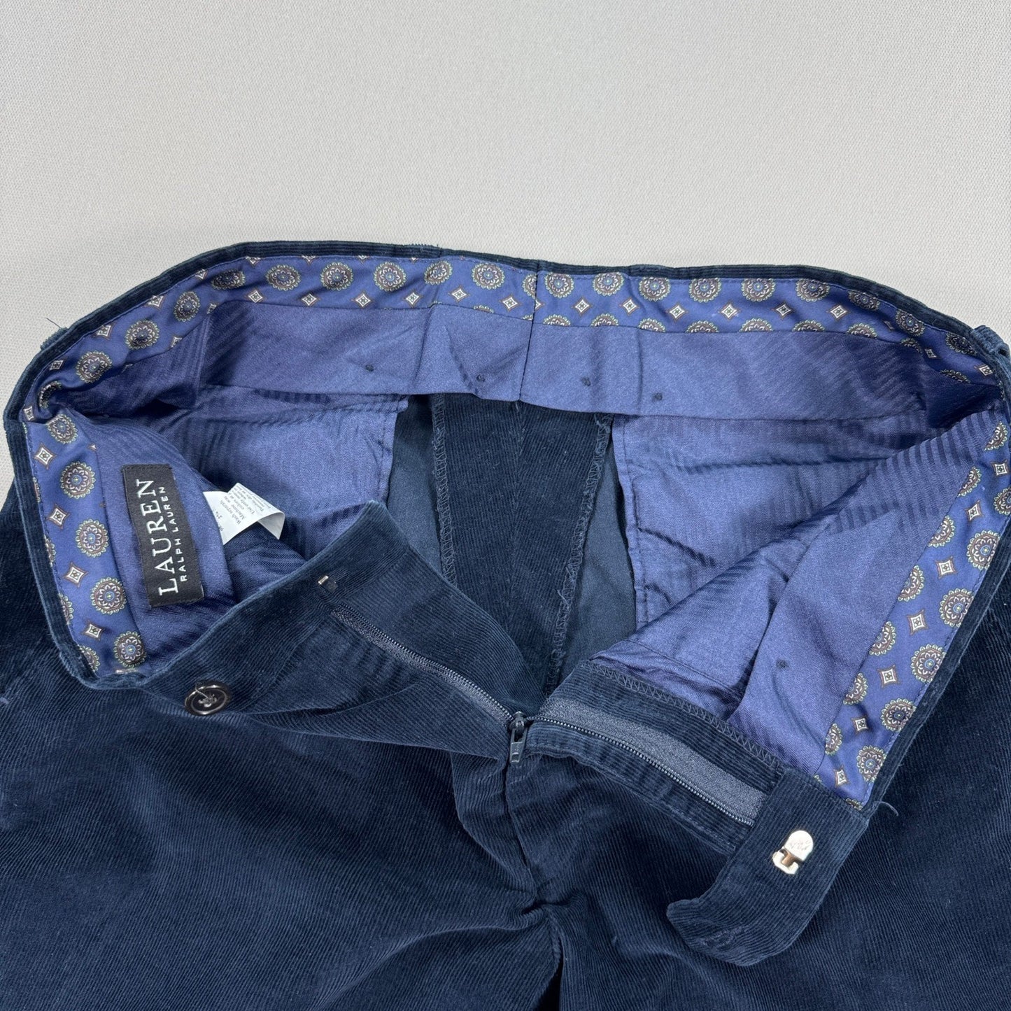 Lauren Ralph Lauren Corduroy Pants Classic Fit Mens Navy Blue 32x30 Straight Leg