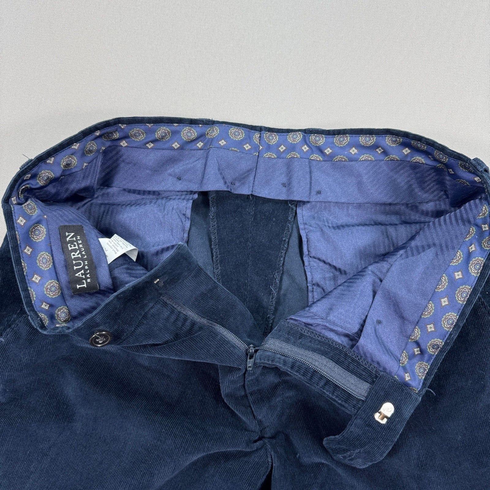 Lauren Ralph Lauren Corduroy Pants Classic Fit Mens Navy Blue 32x30 Straight Leg