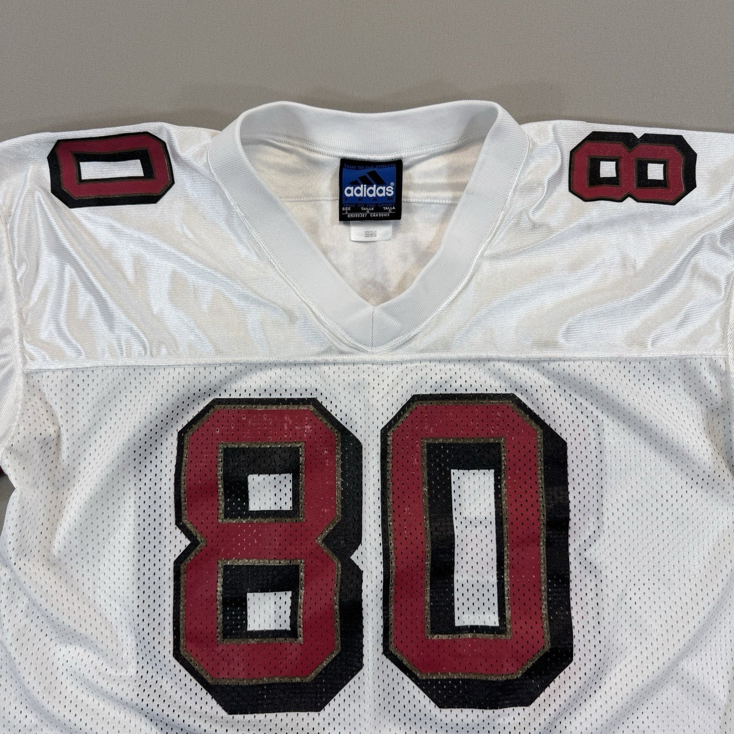 Vintage 90s Adidas Jerry Rice SF 49ers Jersey mens Large White Made In Canada