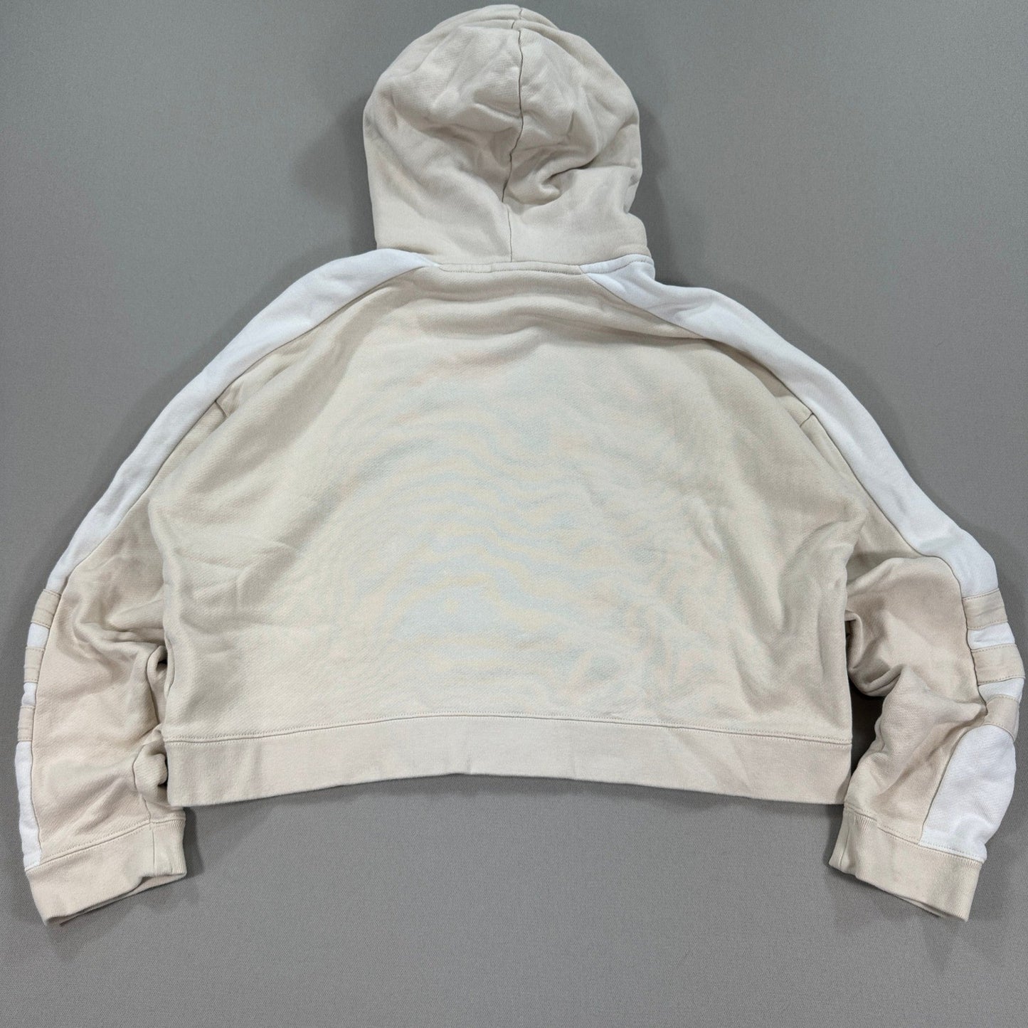 Adidas Crop Top Hoodie Womens Medium Cream White Outline Spellout