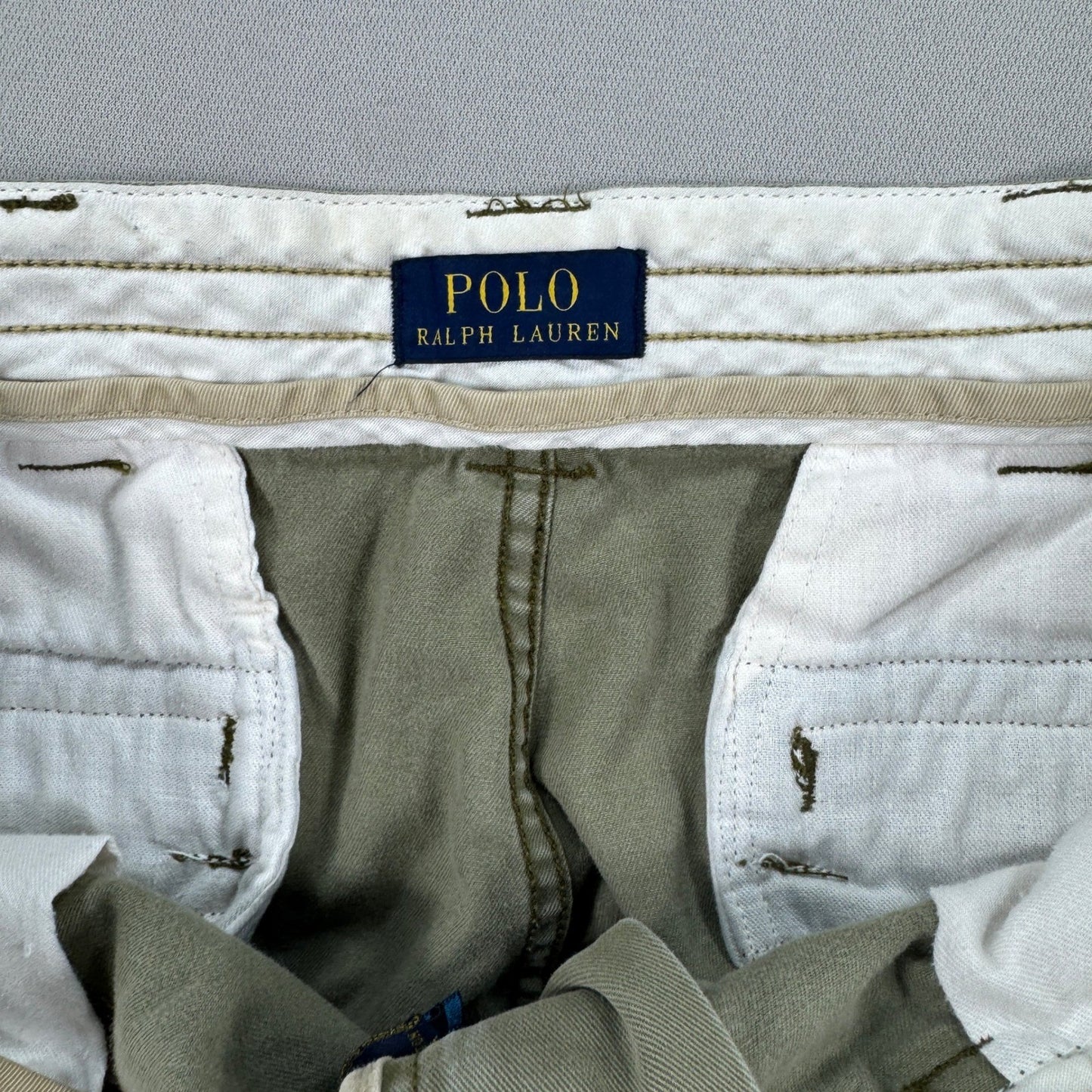 Polo Ralph Lauren Cargo Shorts mens Size 35 Khaki Green Baggy Casual Classic