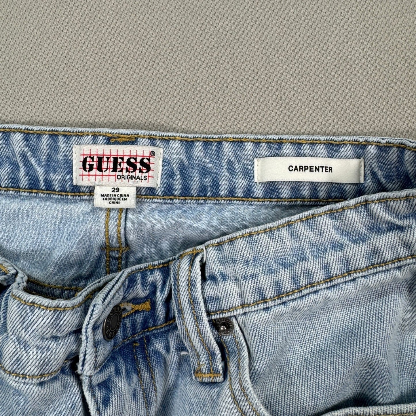 Guess Originals Carpenter Jean Shorts mens Sz 29 Denim Raw Hem Light Wash Baggy