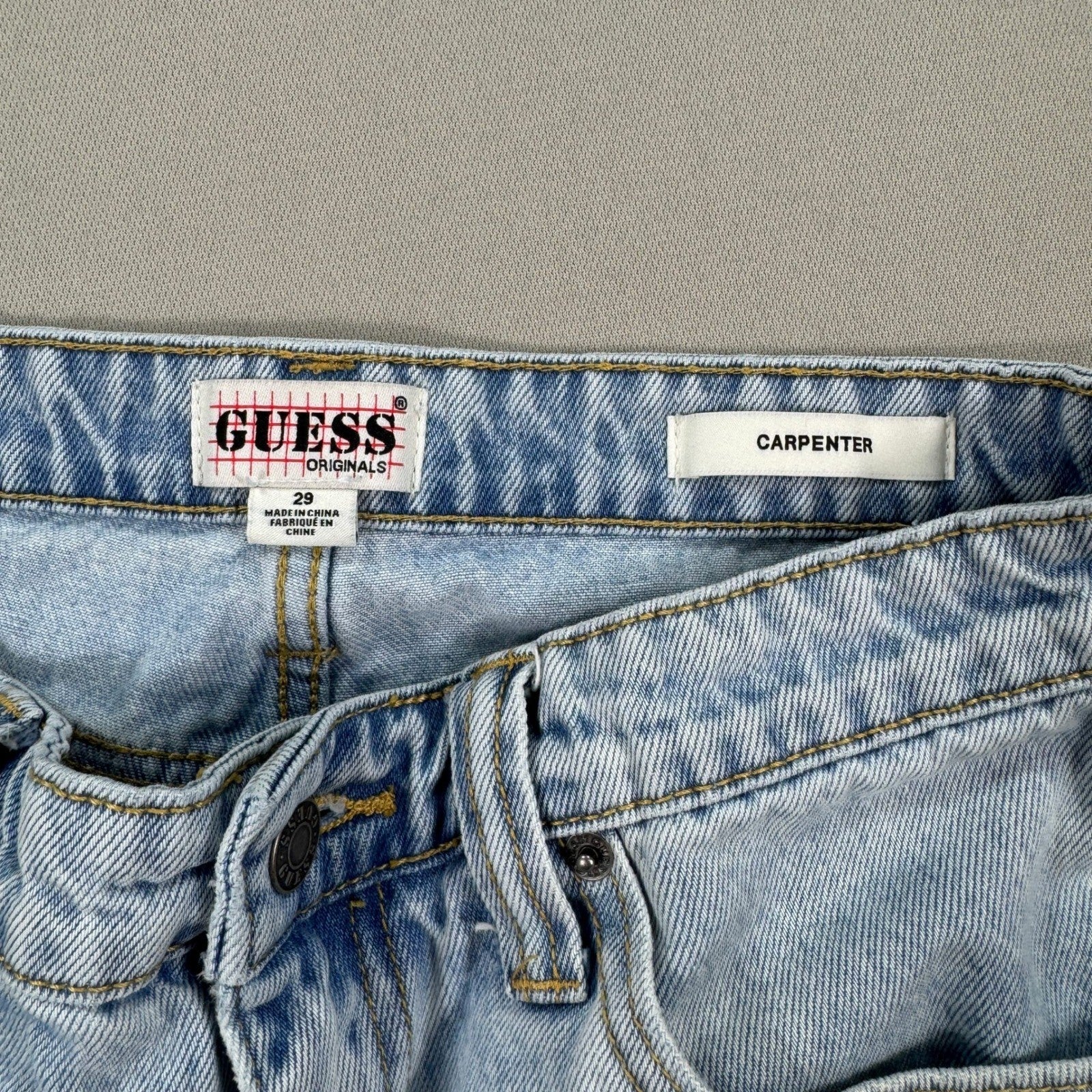 Guess Originals Carpenter Jean Shorts mens Sz 29 Denim Raw Hem Light Wash Baggy