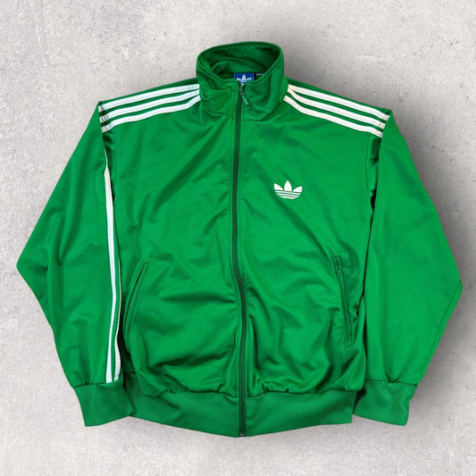 Vintage Adidas Originals Track Jacket mens Large Green White Trefoil Full Zip