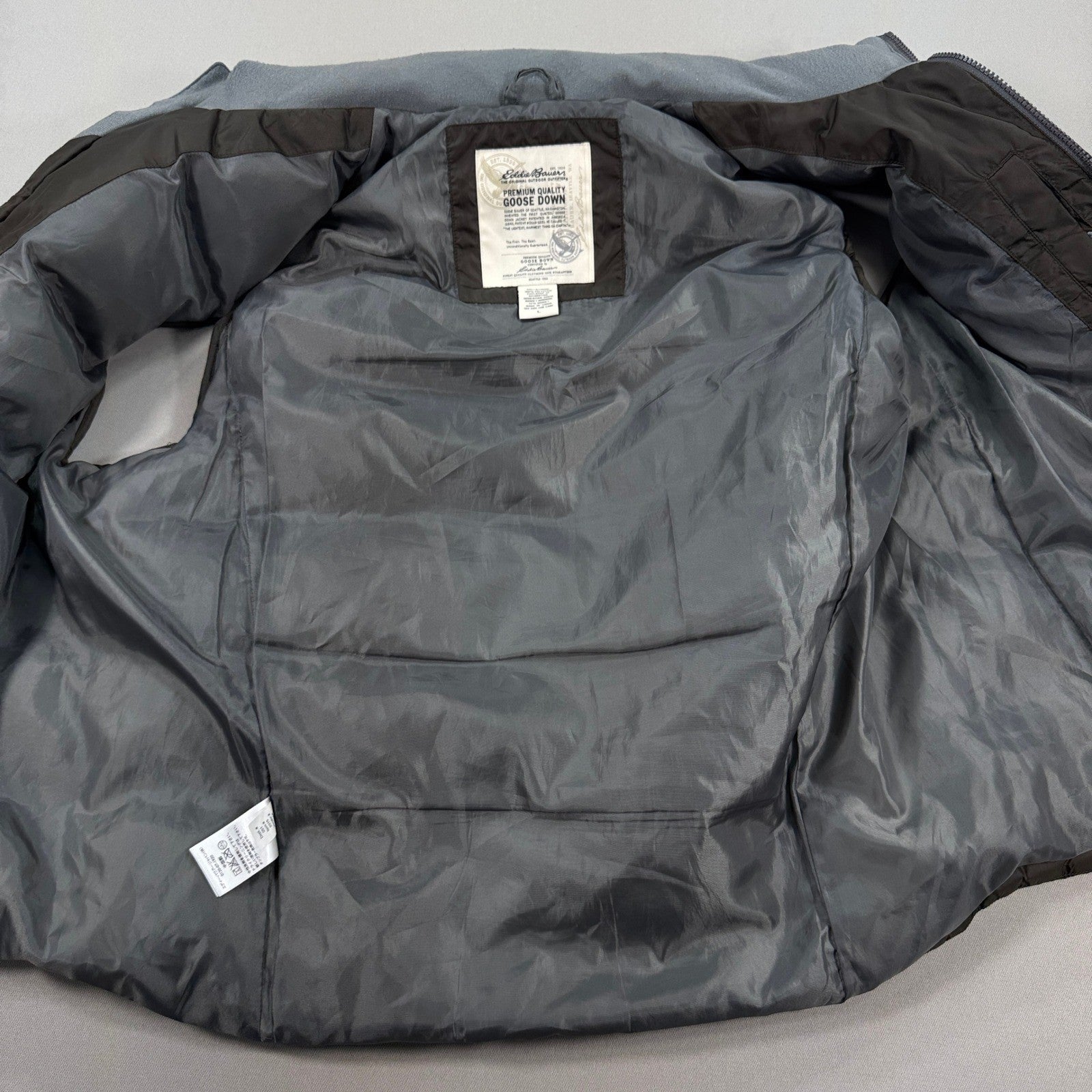 Eddie Bauer Goose Down Puffer Jacket mens Large Full Zip Premium Vest Quilted