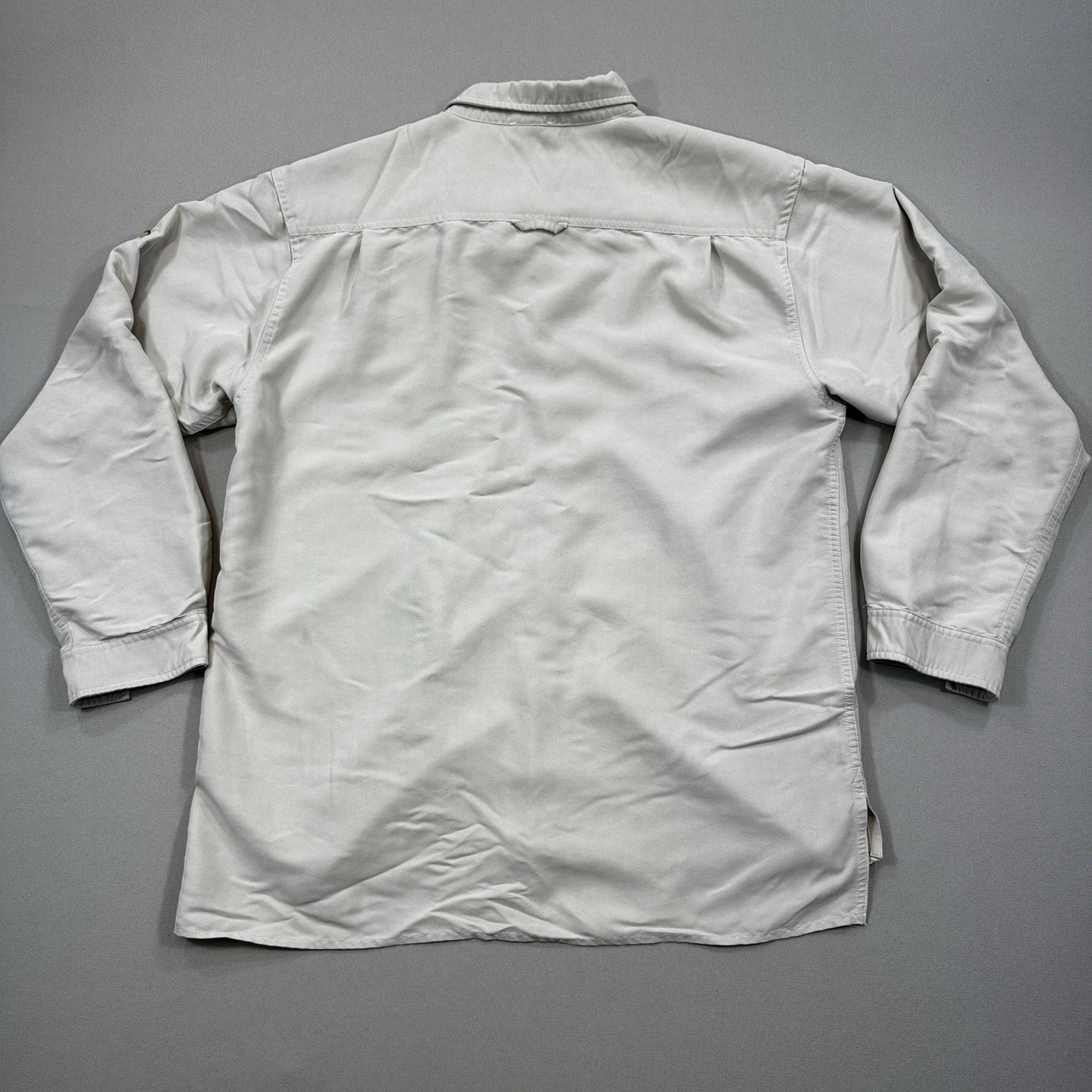 The North Face Long Sleeve mens Large Beige Button Up Shirt Outdoor Hiking