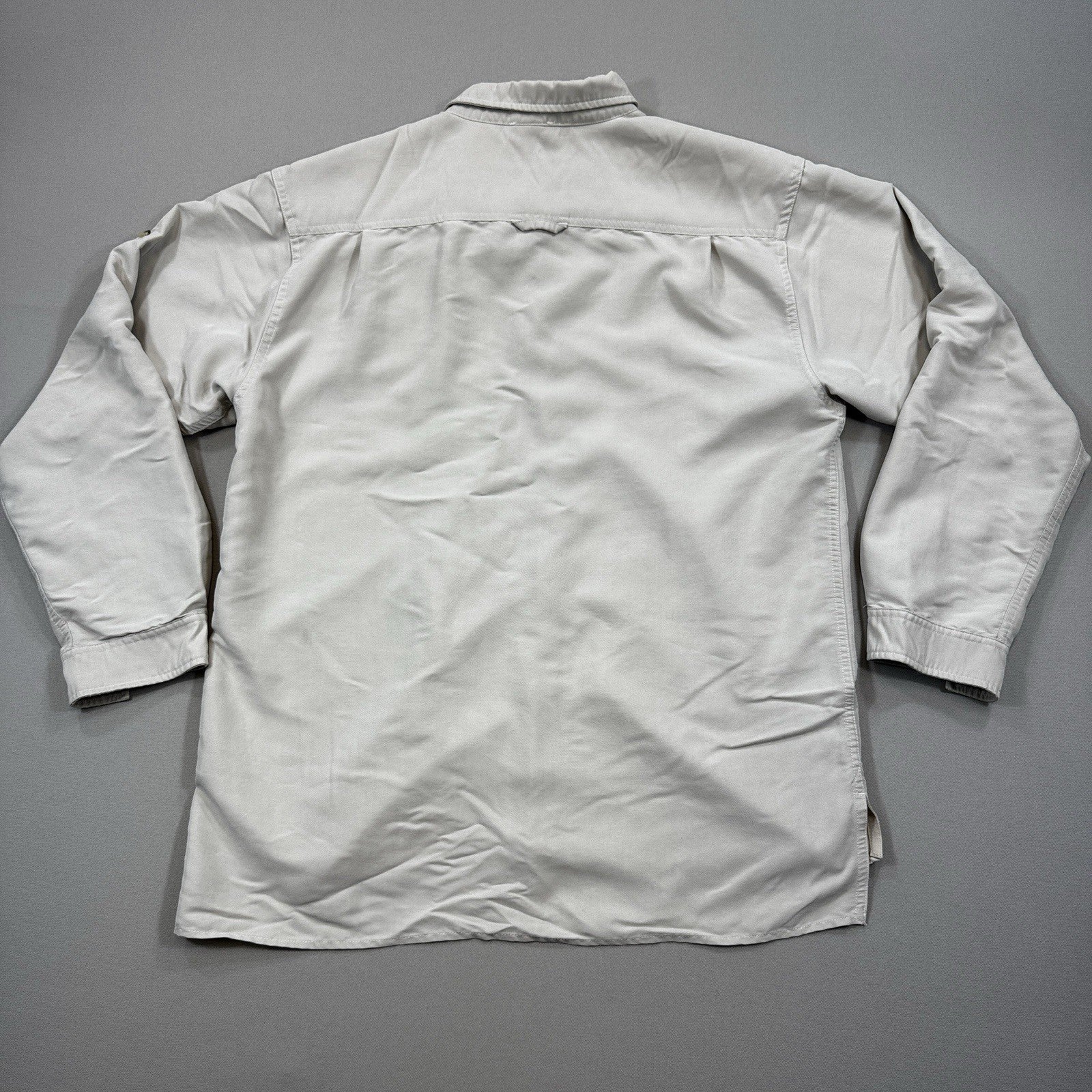 The North Face Long Sleeve mens Large Beige Button Up Shirt Outdoor Hiking