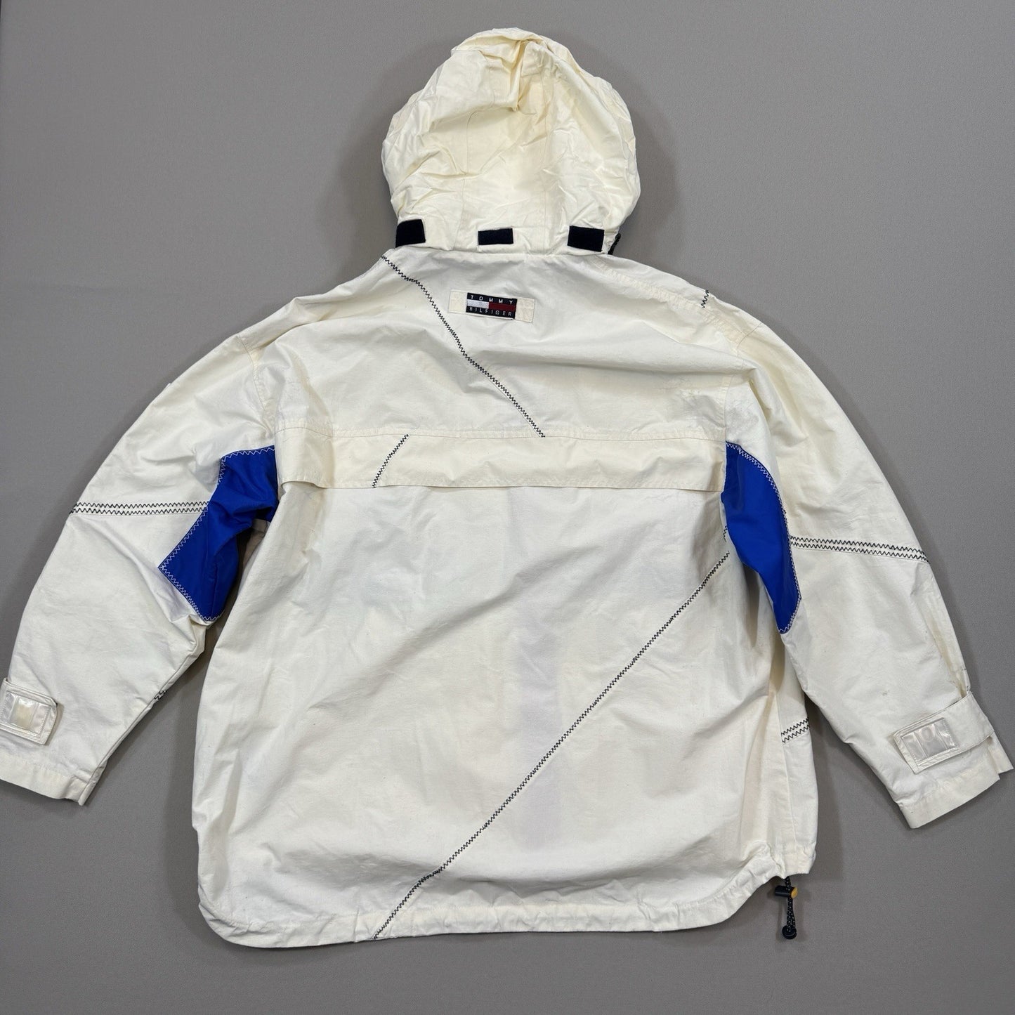 Vintage 90s Tommy Hilfiger Sailing Gear Jacket mens XL White Full Zip Hoodie