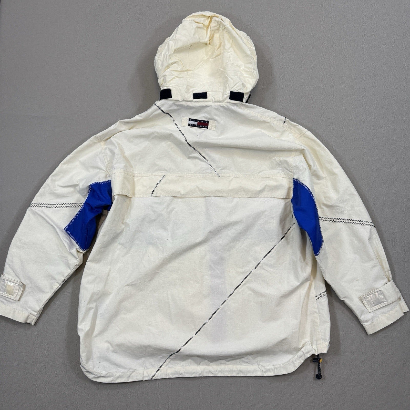 Vintage 90s Tommy Hilfiger Sailing Gear Jacket mens XL White Full Zip Hoodie