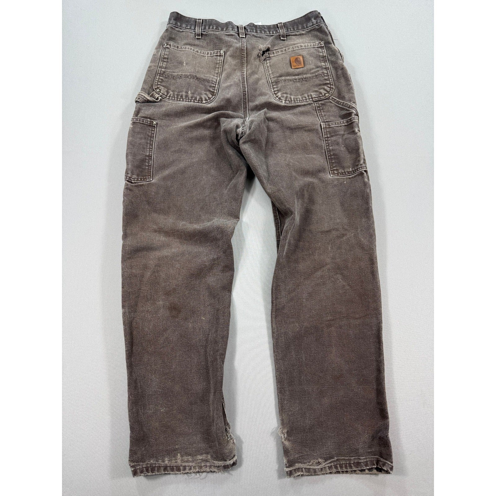 Carhartt B136 Double Knee Pants Dungaree Fit mens 34x34 Brown Carpenter Canvas