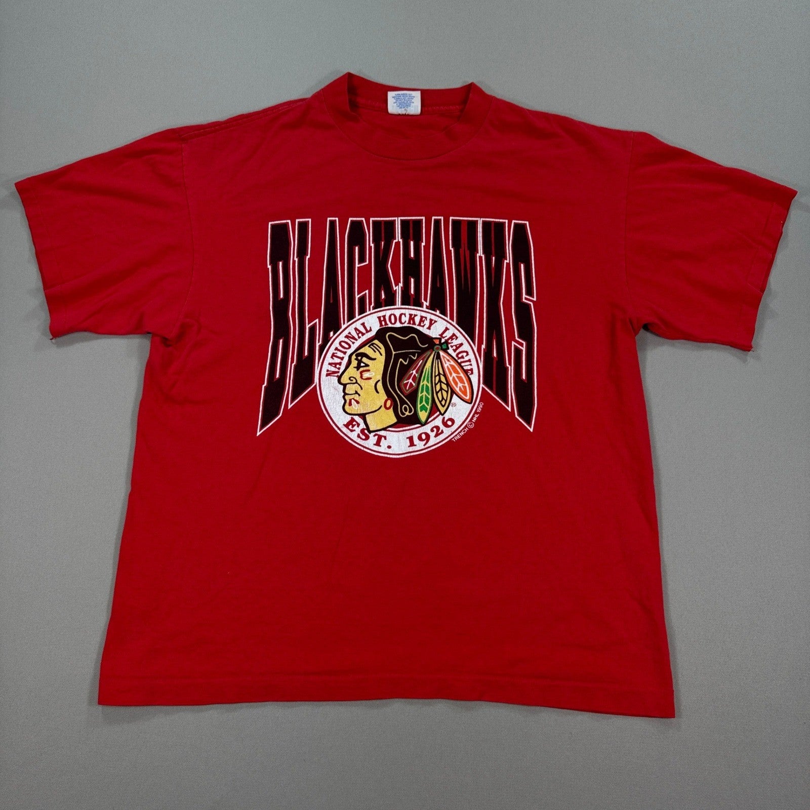 VTG Chicago Blackhawks NHL Hockey Shirt mens XL Red Single Stitch Made In USA