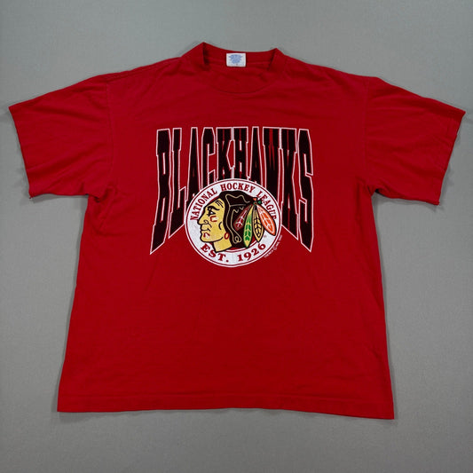 VTG Chicago Blackhawks NHL Hockey Shirt mens XL Red Single Stitch Made In USA