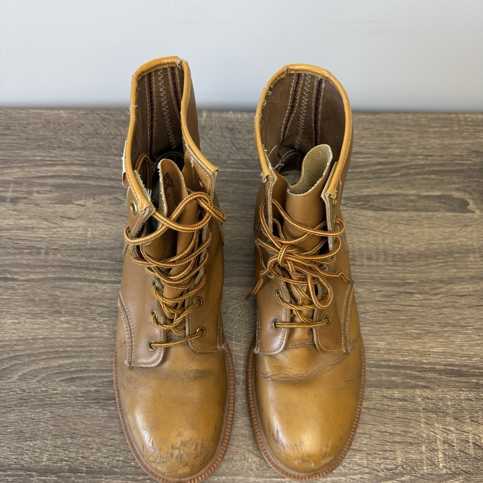 Vintage Greb Steel Toe Work Boots mens Sz 8 Brown Combat Leather Made in Canada