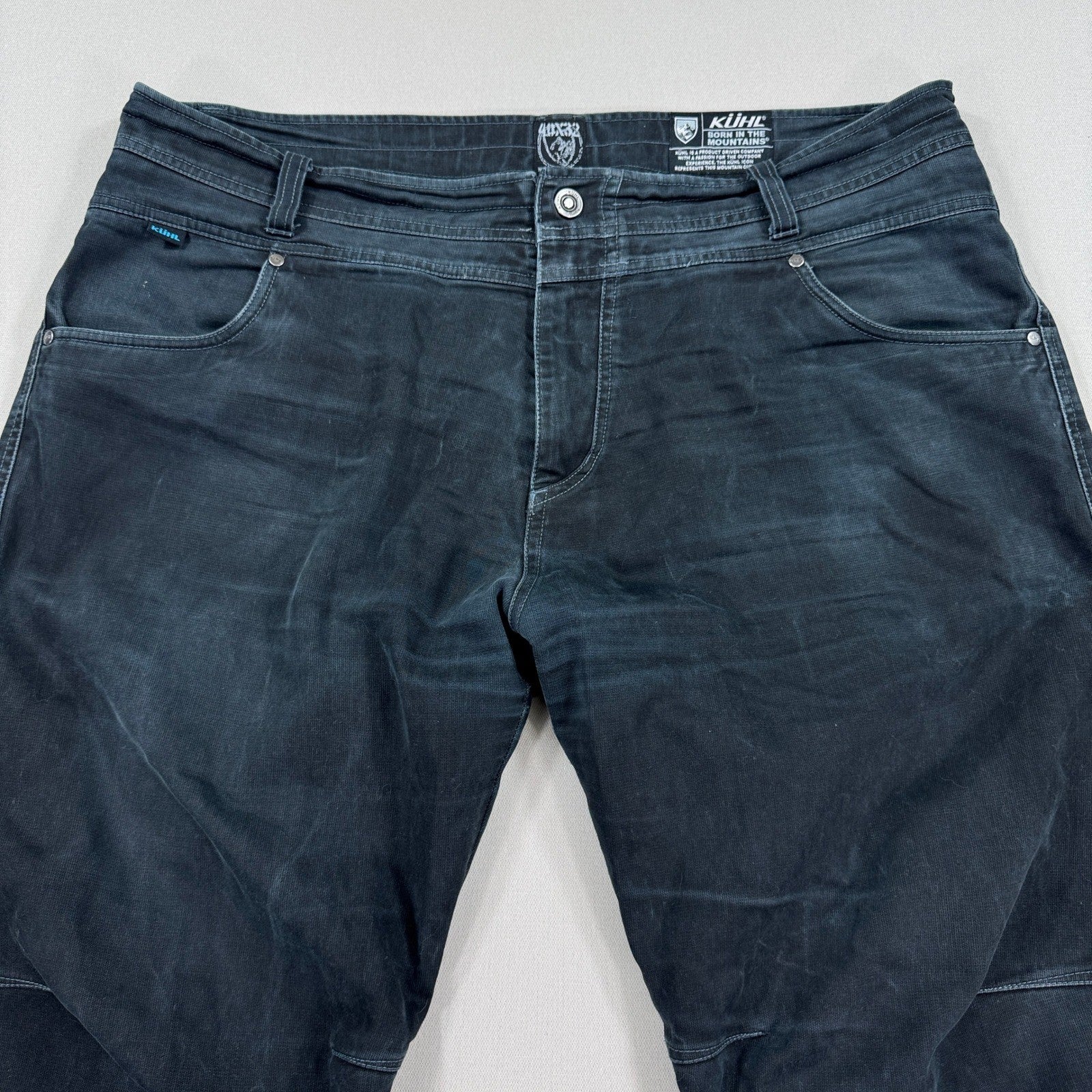 Kuhl Gunslinger Vintage Patina Dyed Jeans Mens 40x32 Indigo Stretch Baggy