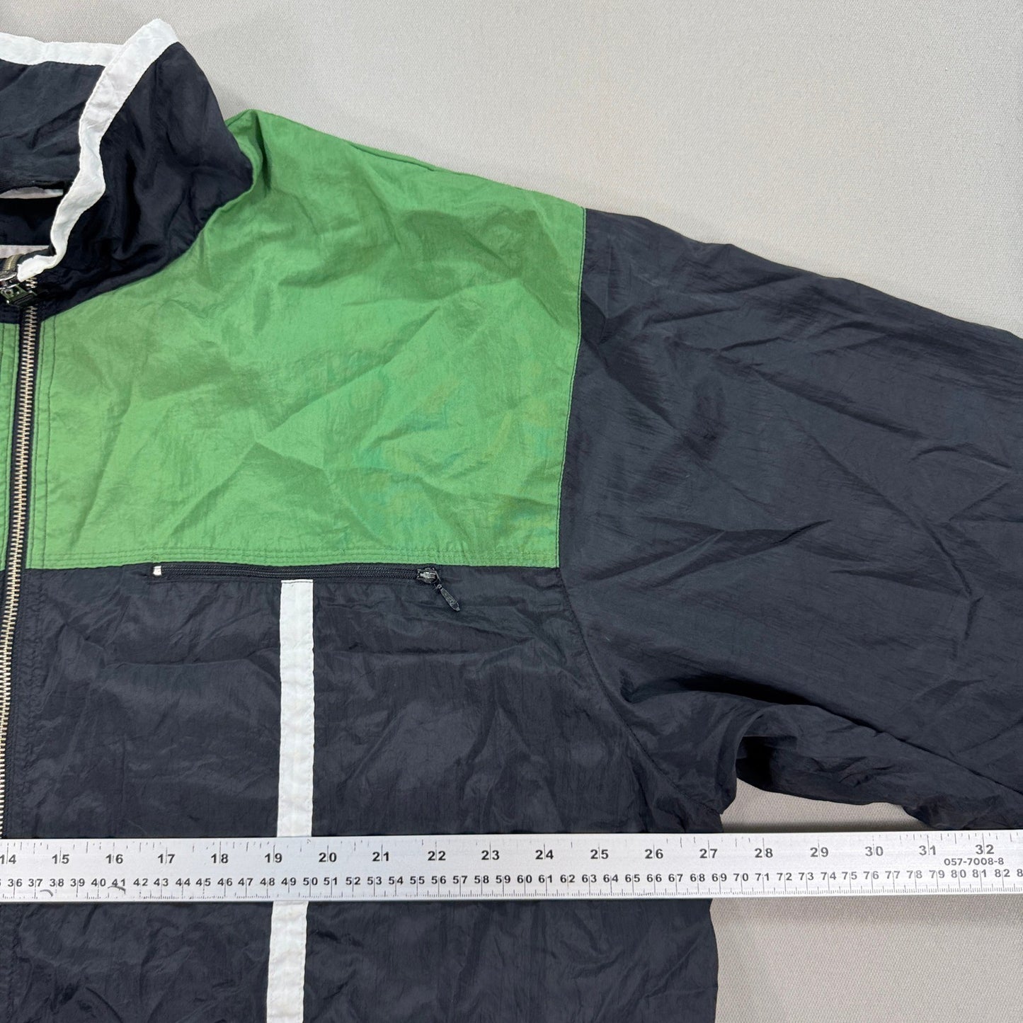 Vintage Nike Track Jacket Men's XL Green Black Full Zip Windbreaker Swoosh 90s