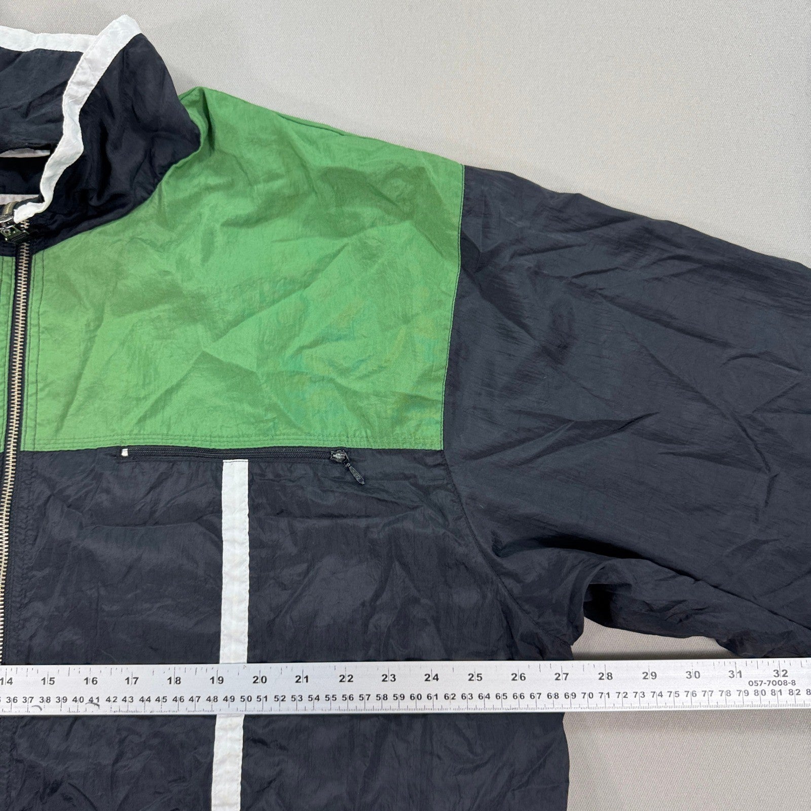 Vintage Nike Track Jacket Men's XL Green Black Full Zip Windbreaker Swoosh 90s