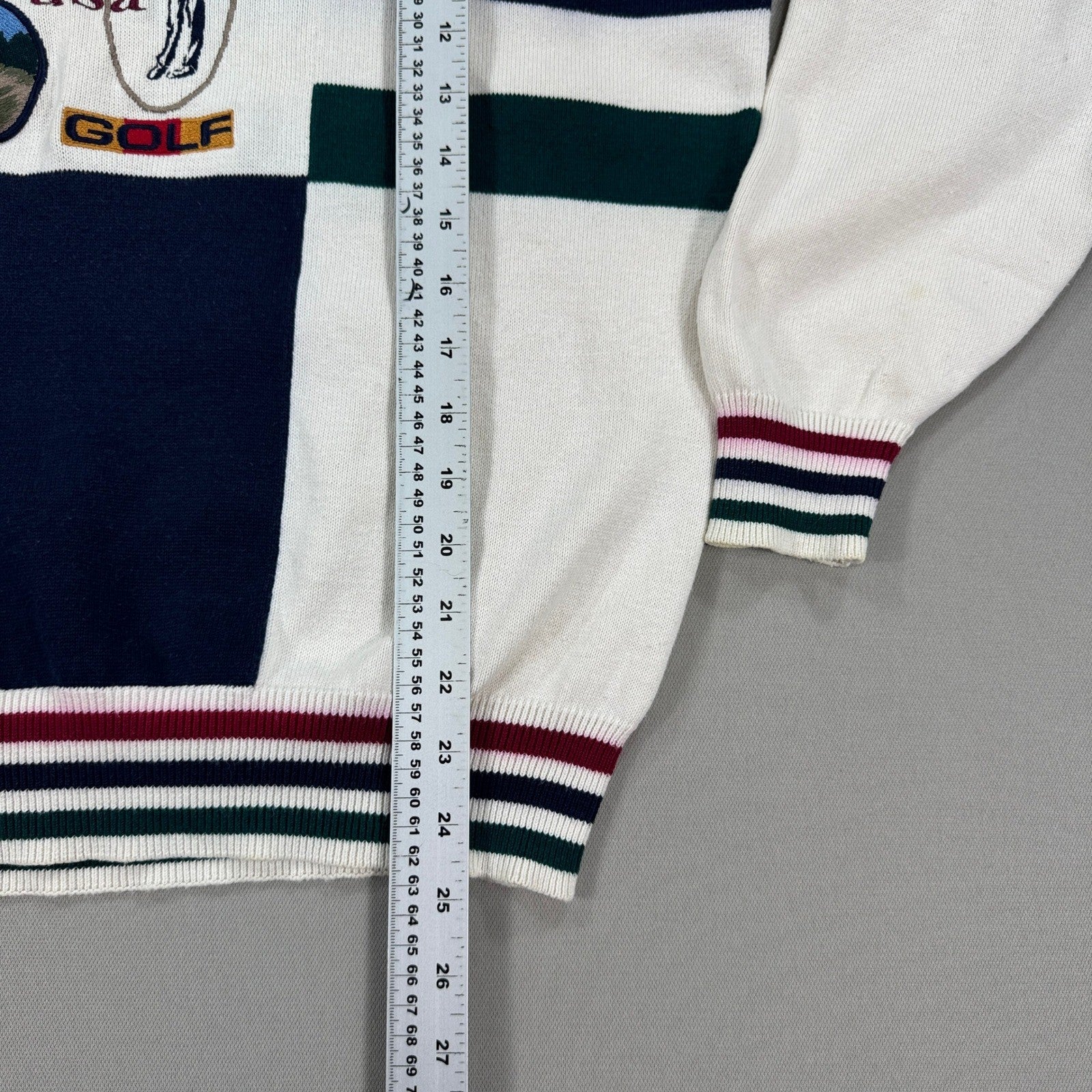 VTG 90s Cotton Traders Golf Sweater mens Medium Colorful Knitted Fall Spring