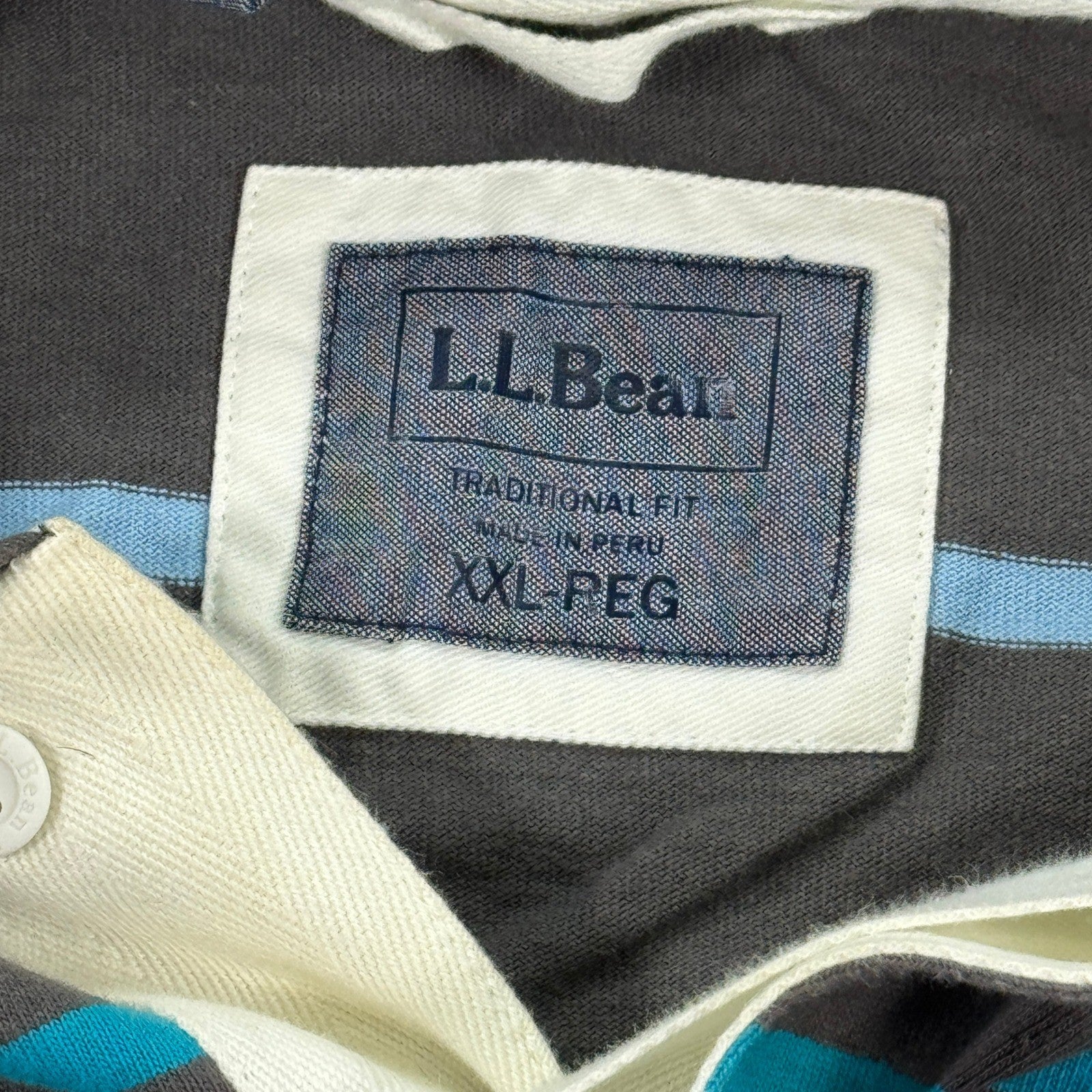 LL Bean Long Sleeve Hoodie Traditional Fit mens 2XL Pullover Striped Comfort