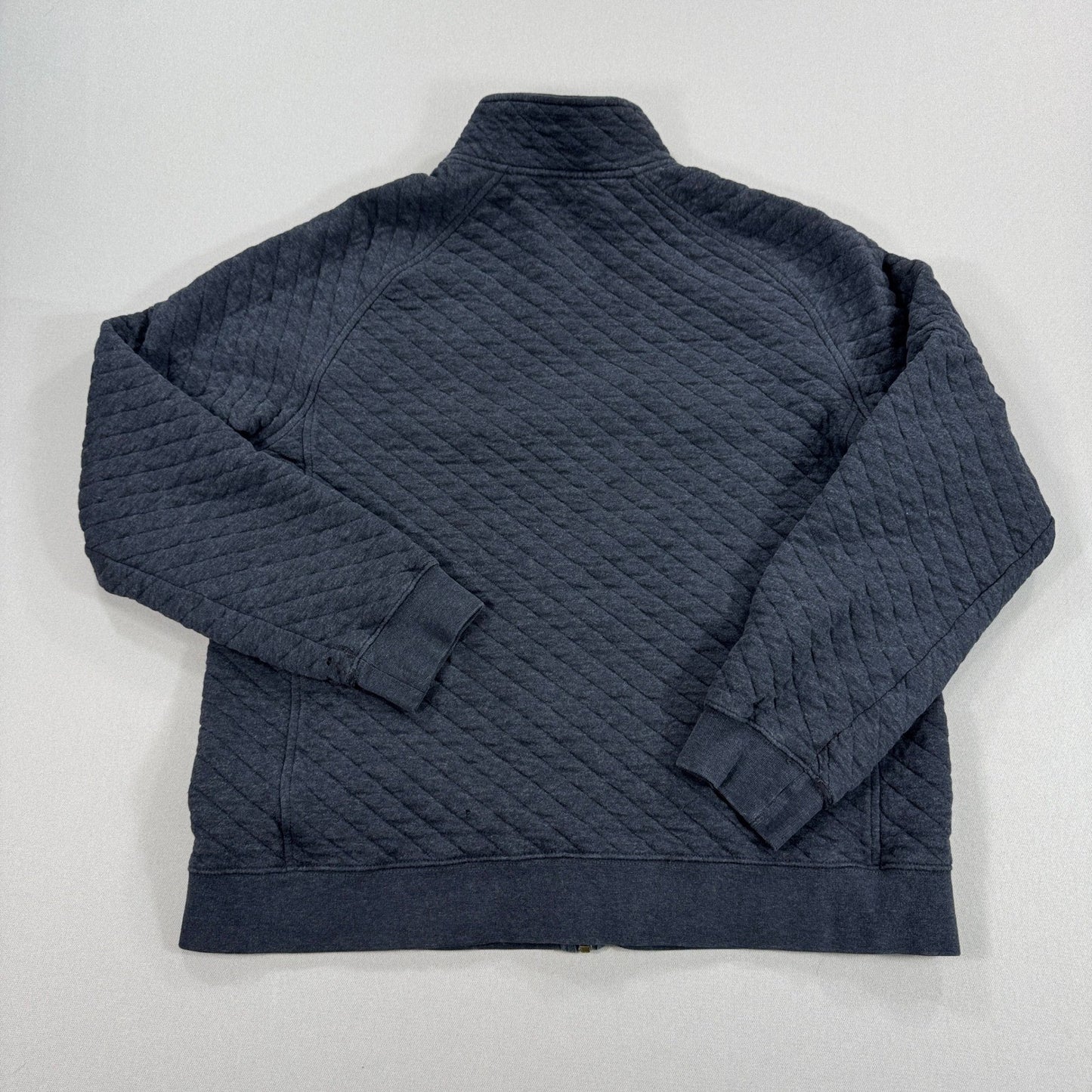 LL Bean Quilted Sweater Men's Large Navy Blue Zip Up Traditional Fit Sweatshirt