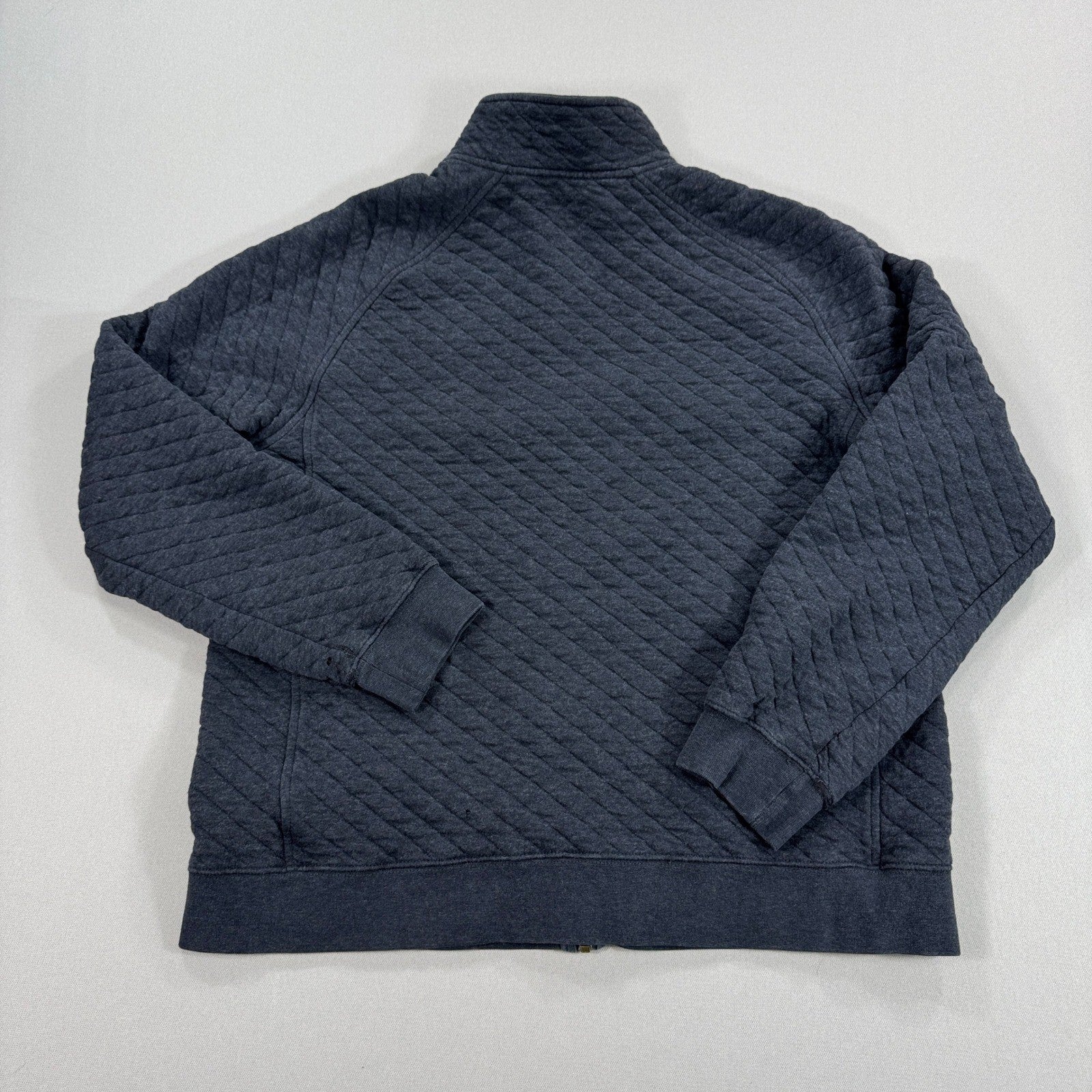 LL Bean Quilted Sweater Men's Large Navy Blue Zip Up Traditional Fit Sweatshirt