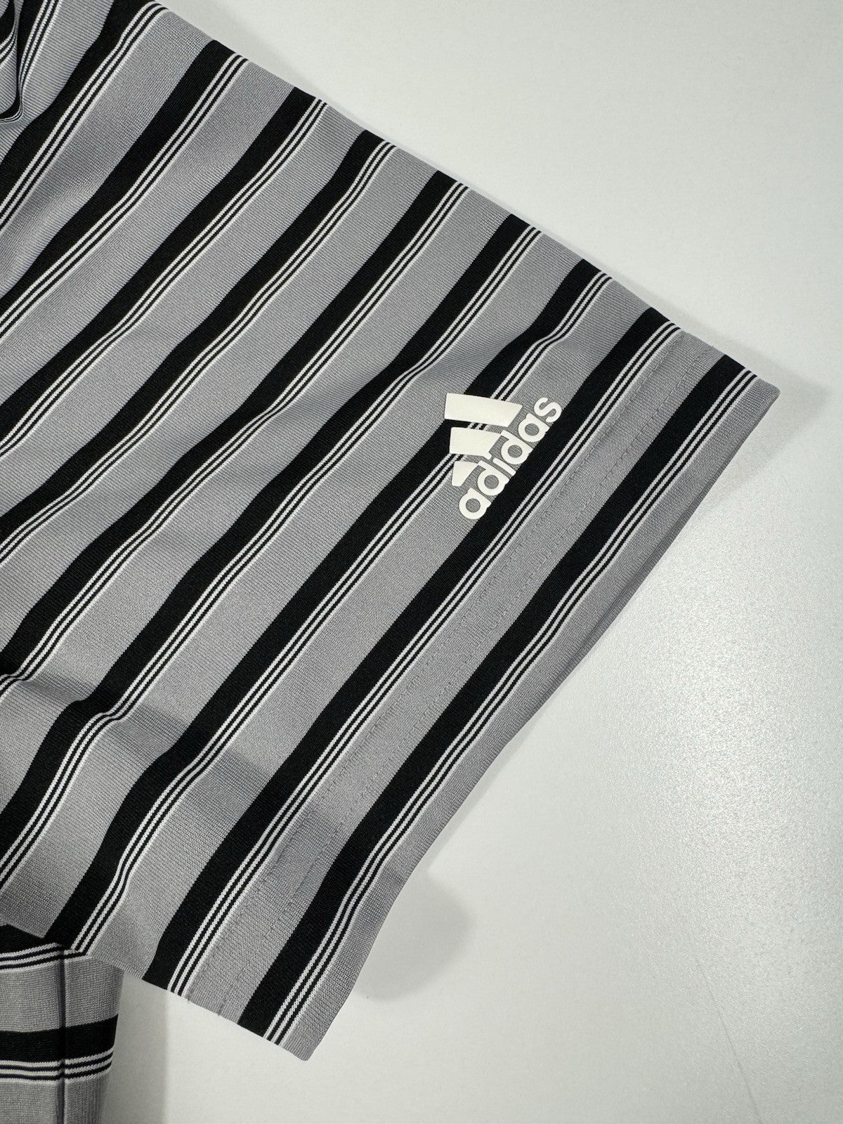 Adidas Mens Climacool Polo Shirt Size Large Grey Golf Striped Performance