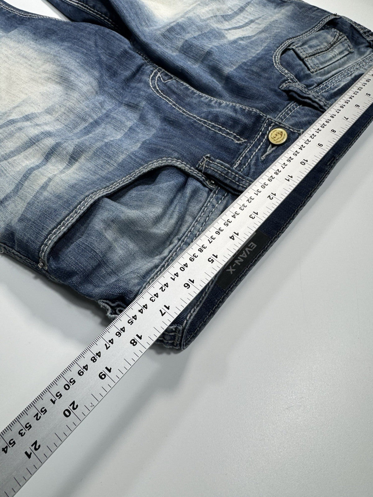 Buffalo David Bitton Evan X Straight mens Blue Jeans Size Distressed 33x34