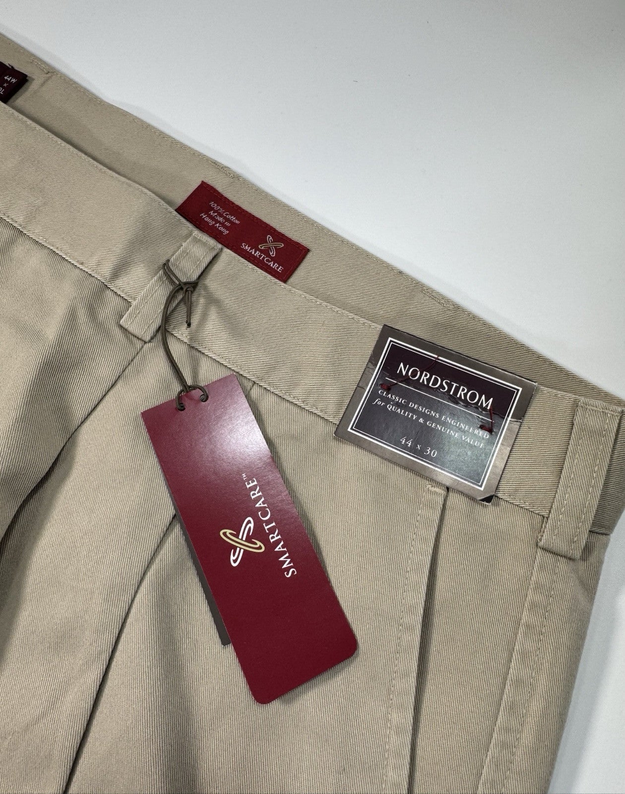 Nordstrom Smartcare Men’s Wrinkle Free Dress Pants 44x30 Khaki Brown NWT