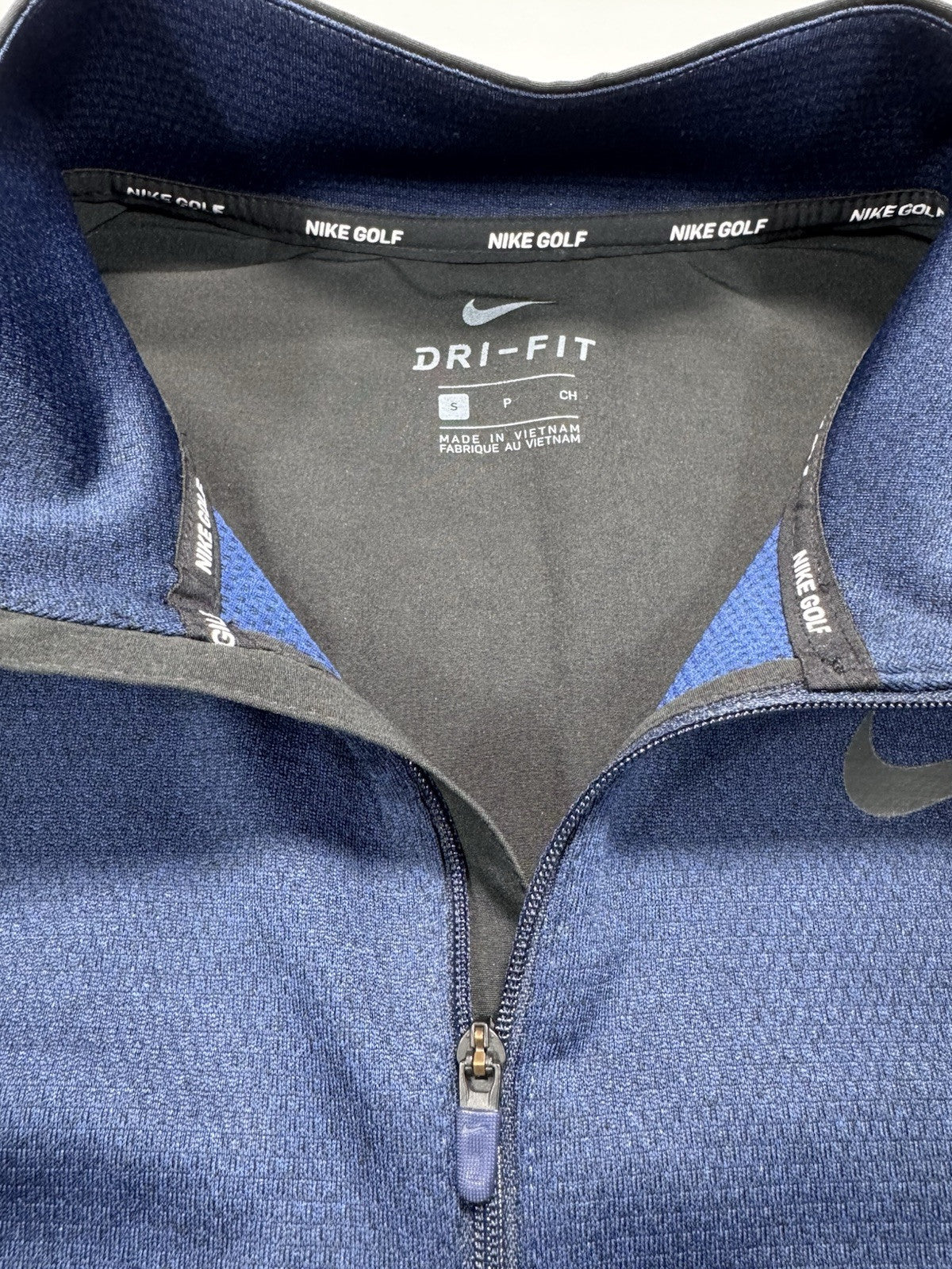 NIKE Golf mens Dri-fit 1/4 Zip Size Small Dark Blue Long Sleeve