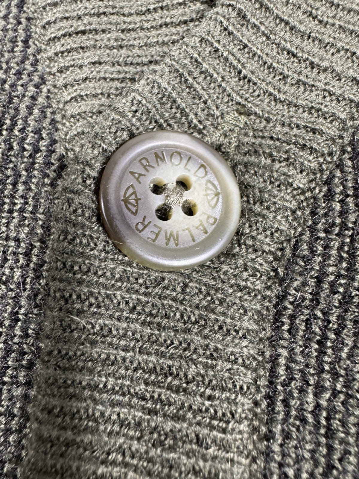 Arnold Palmer L Washable Green Acrylic Cardigan Sweater Pockets Grampa