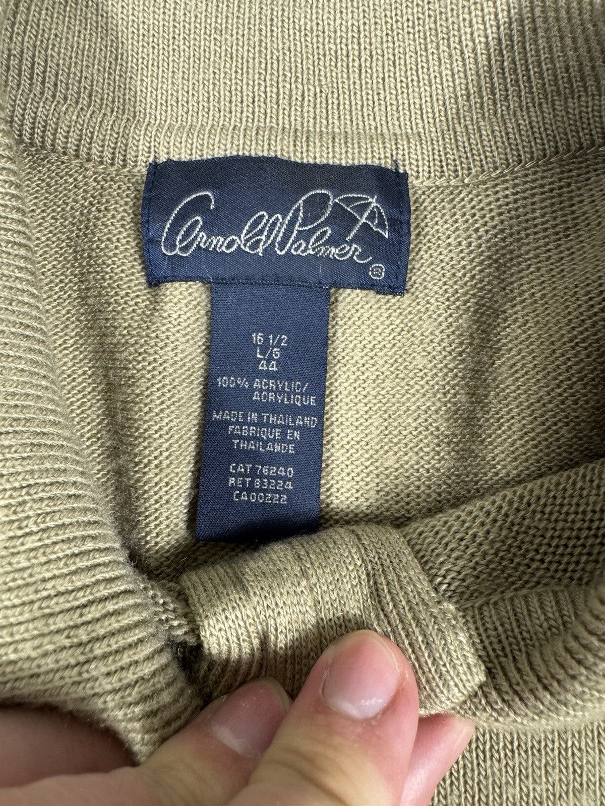 Arnold Palmer Sweater 1/4 Zip  Large Vintage Beige