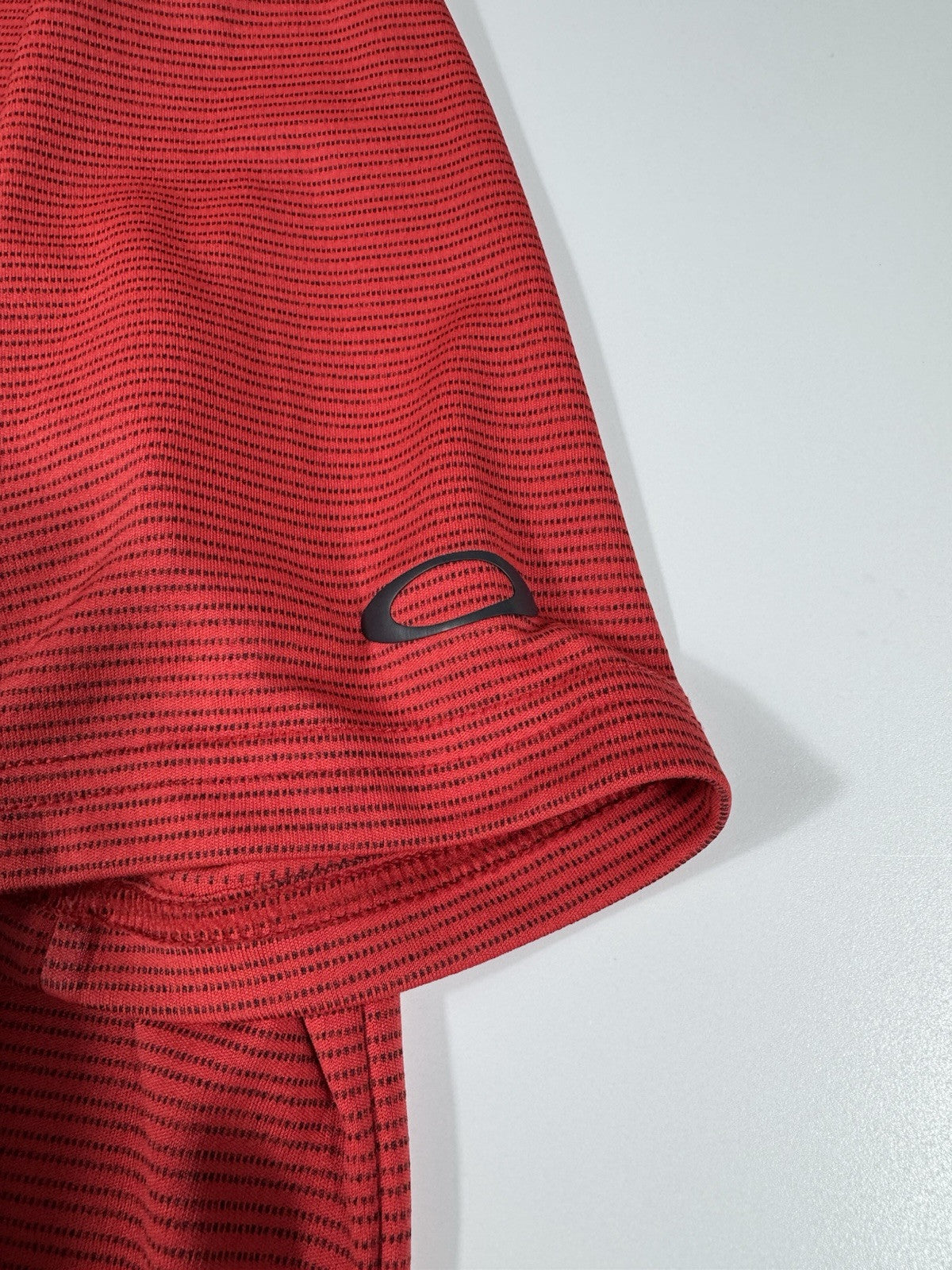 Oakley Hydrolix Button Polo Shirt Short Sleeved Red Size Small Golf Striped Mens