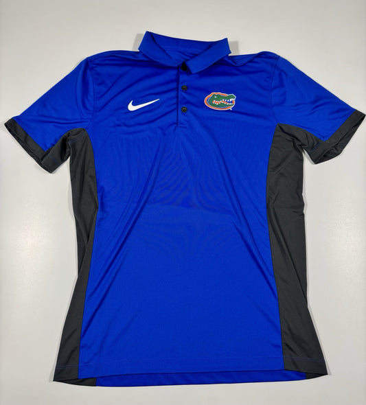 Florida Gators Polo Shirt Medium NIKE Dri Fit NCAA Collage Football Blue