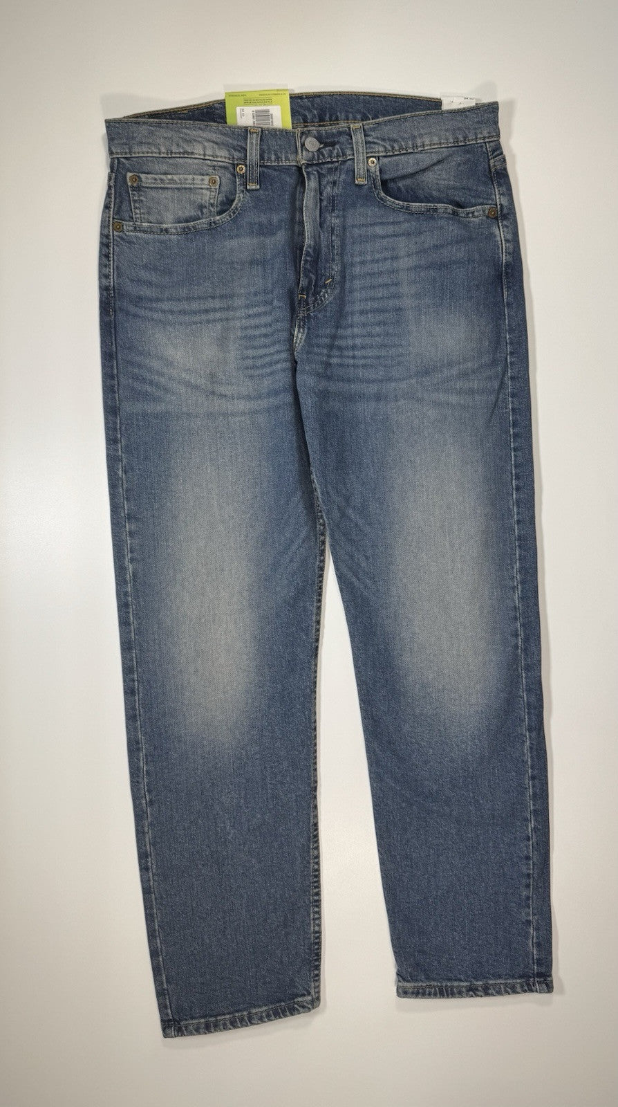 Levis 502 Washed Blue Stretch Denim Tapered Jeans Size 34x30 Msrp $99.95 Levi’s